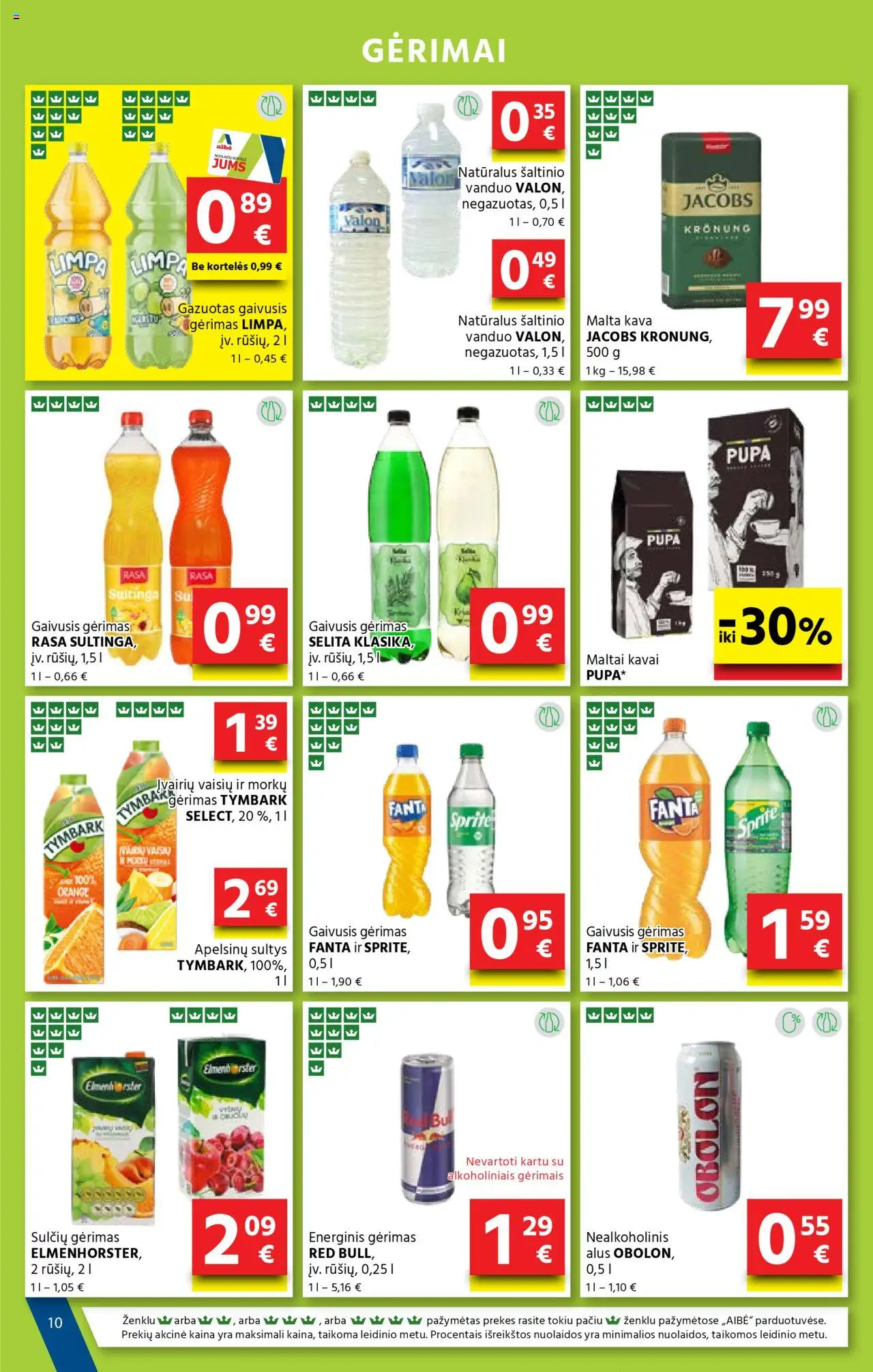 AIBE leidinys│galioja nuo 21.08.2025 | Puslapis: 10 | Prekių: Gaivusis gėrimas, Kava, Sultys, Alus