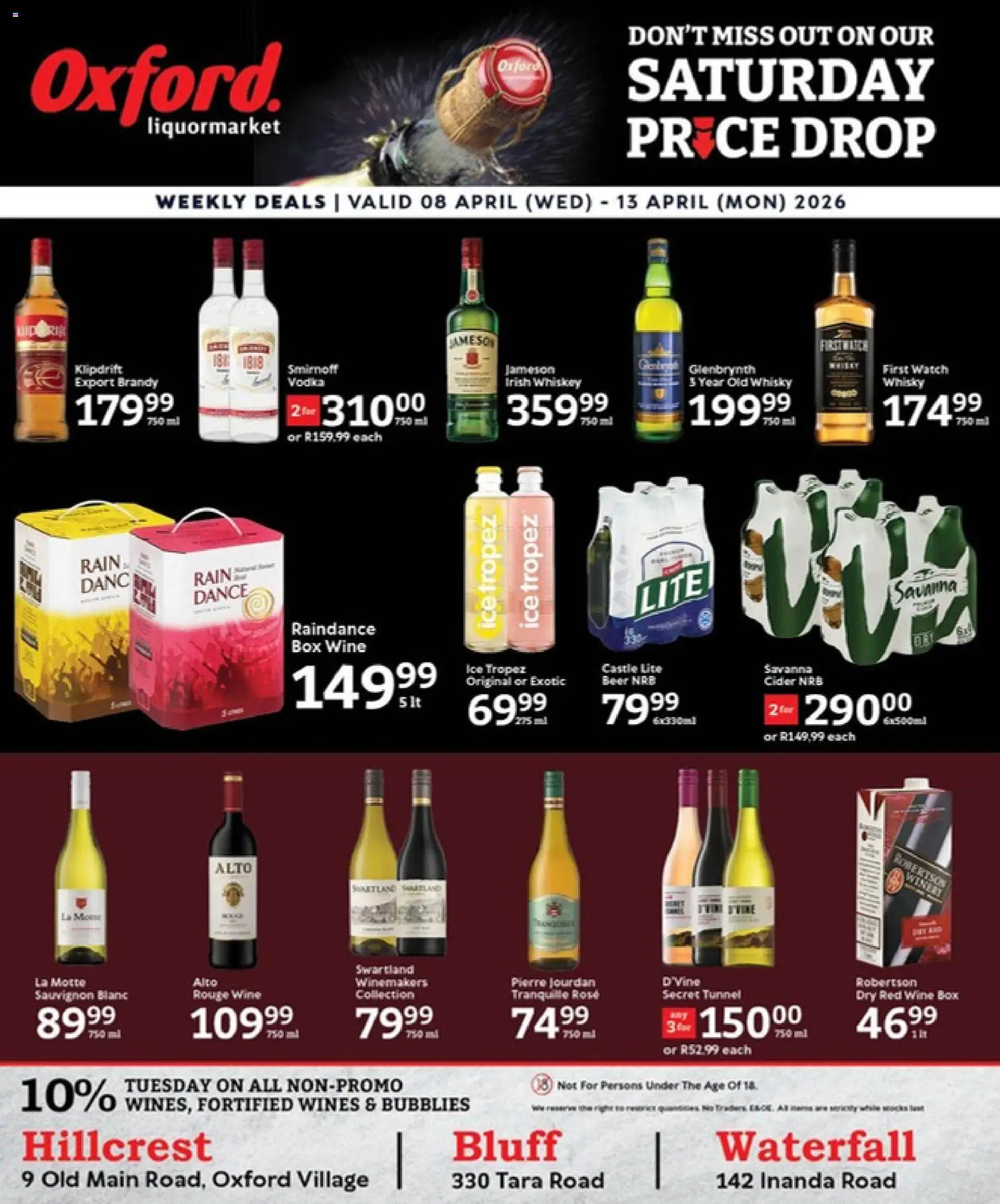 New Oxford Freshmarket catalogue – valid from 08.04.2026 | Page: 1 | Products: Box, Brandy, Wine, Whiskey