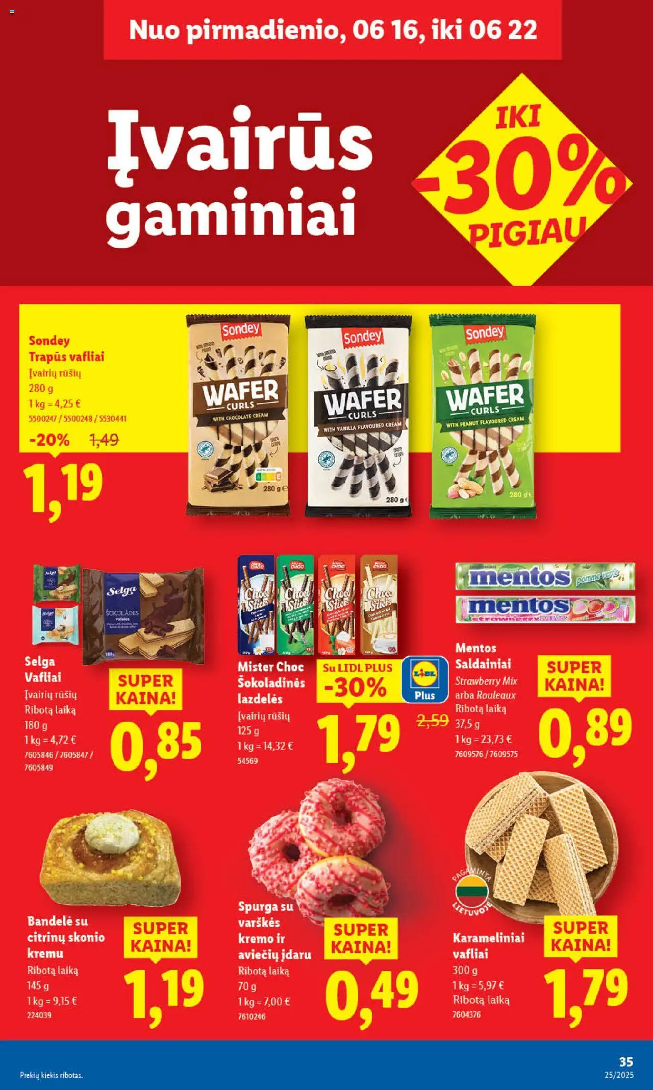 LIDL leidinys│galioja nuo 16.06.2025 | Puslapis: 35 | Prekių: Spurga, Bandelė, Vafliai, Saldainiai