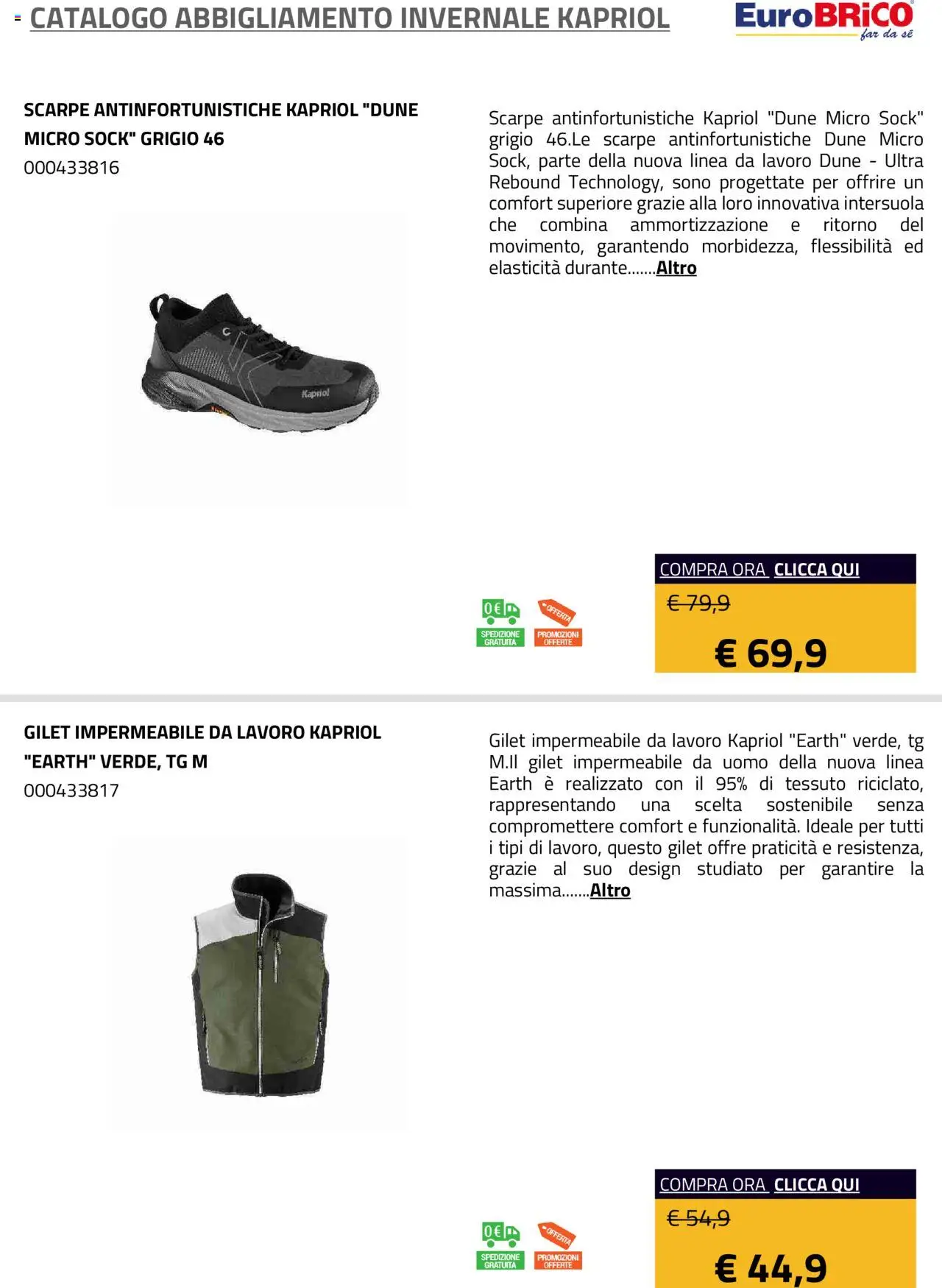 Volantino Eurobrico del 23.07.2025 | Pagina: 17 | Prodotti: Gilet, Scarpe