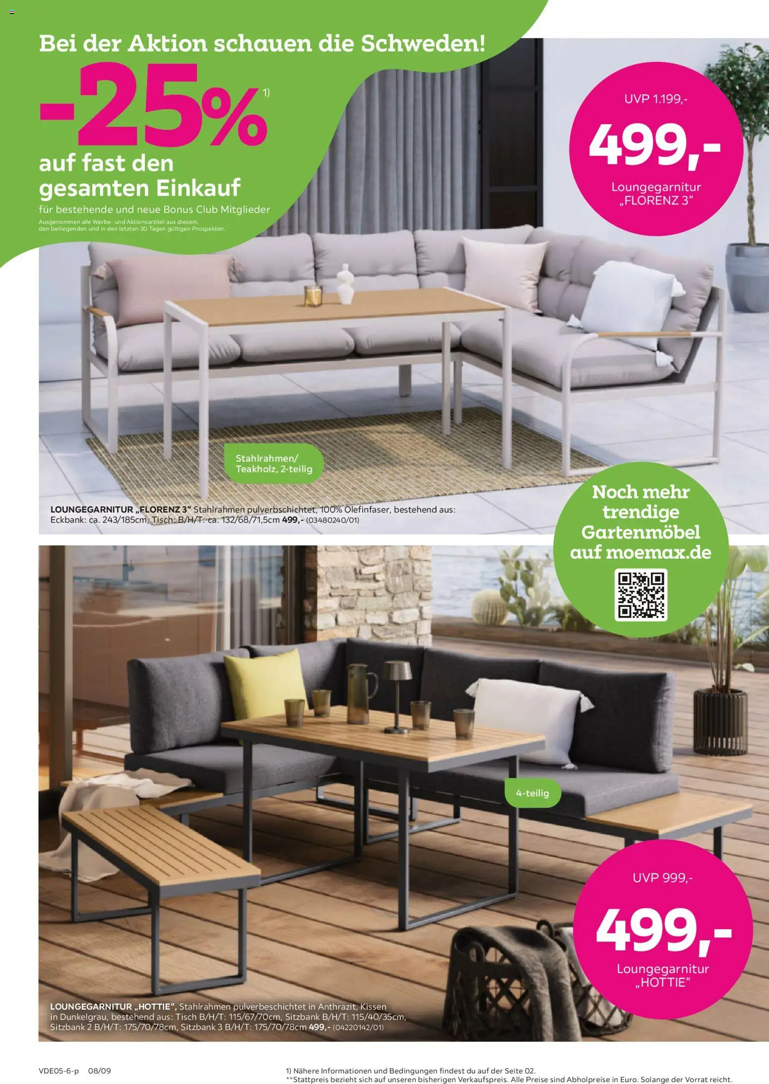Mömax Prospekt 	 – gültig ab 27.04.2026 | Seite: 8 | Produkte: Eckbank, Sitzbank, Kissen, Gartenmöbel
