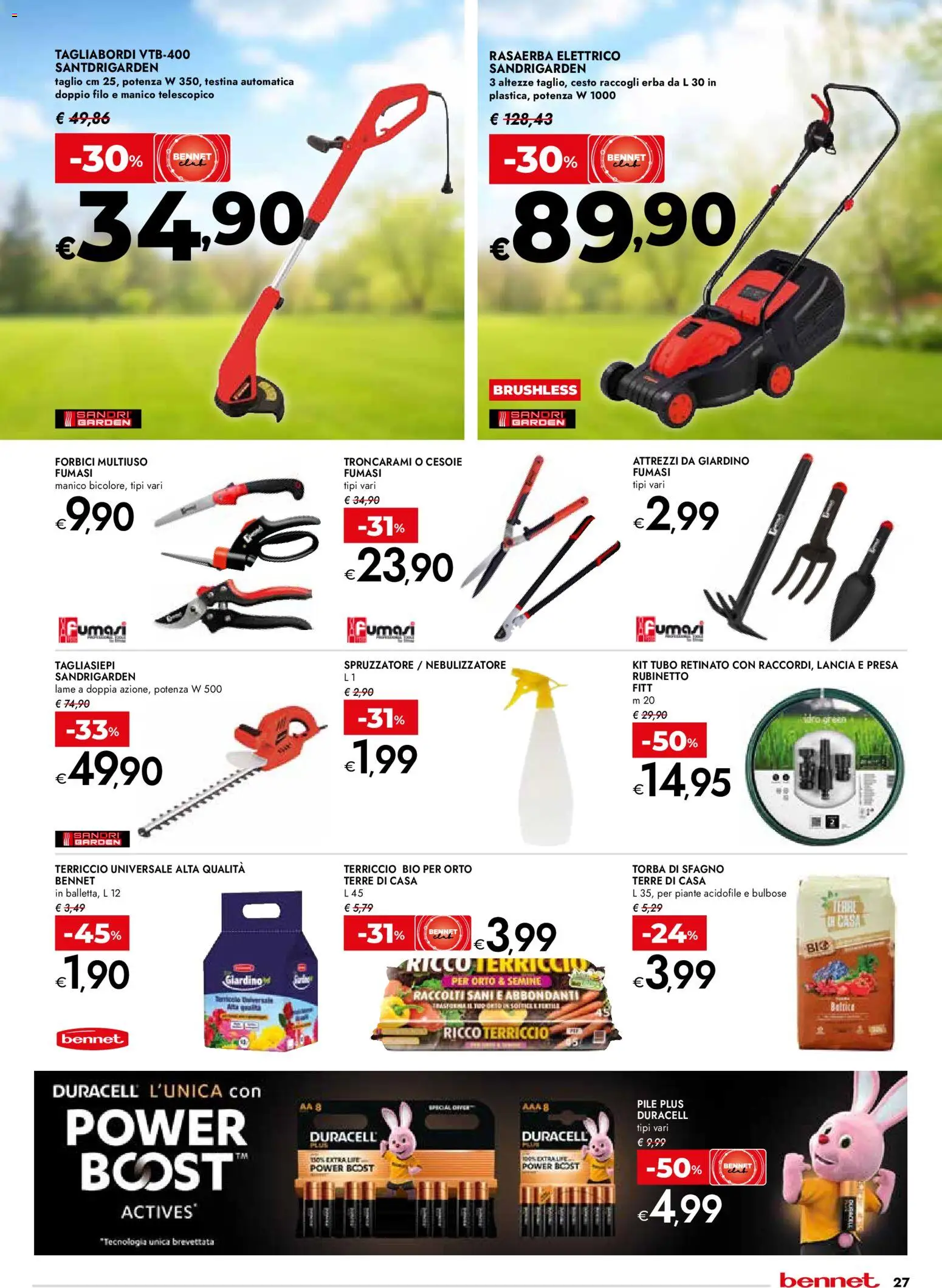 Volantino bennet del 12.03.2026 | Pagina: 27 | Prodotti: Pile, Tubo, Tagliasiepi, Rasaerba