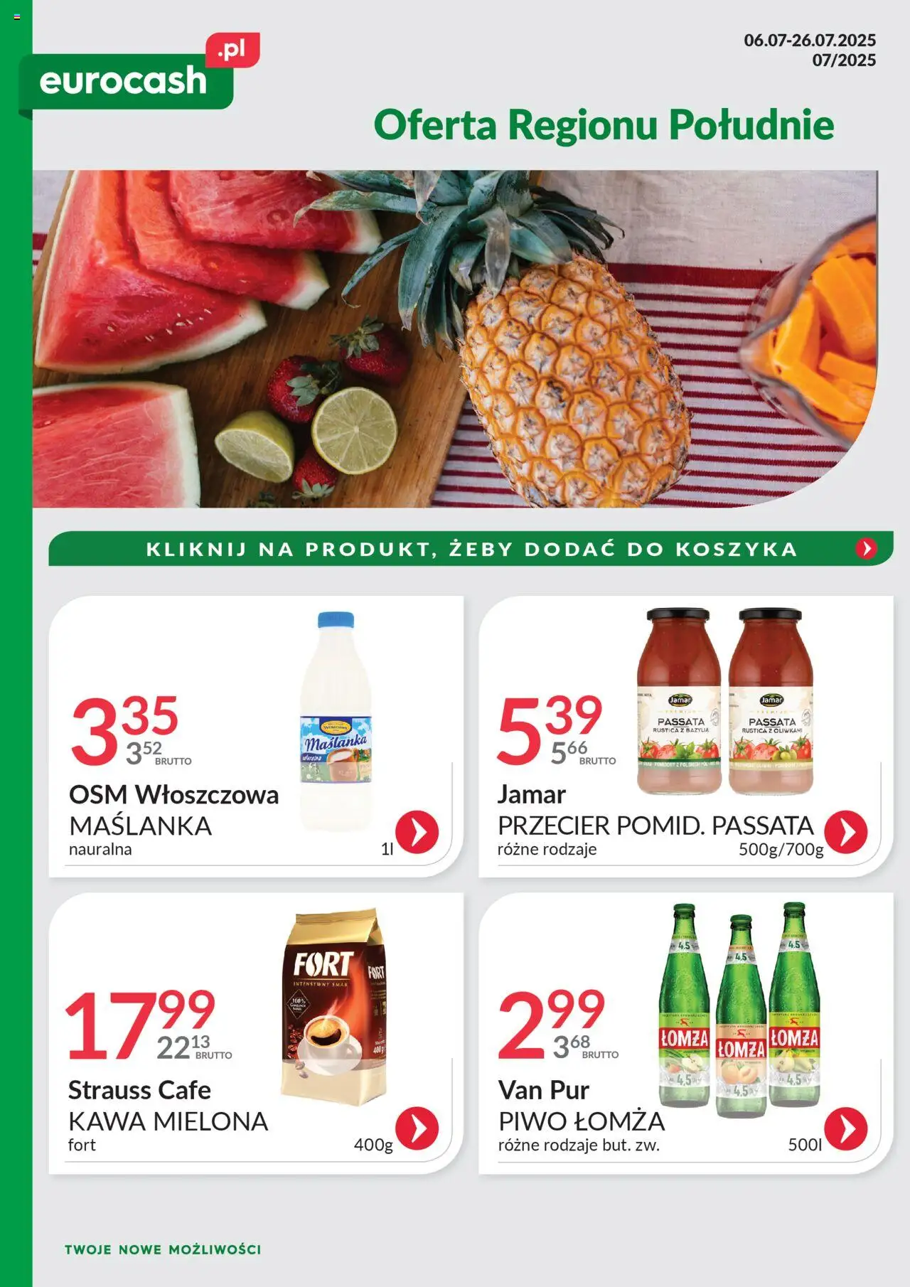 Eurocash Gazetka - Oferta Południe od 06.07.2025 | Strona: 1 | Produkty: Maślanka, Bazylia, Kawa, Piwo