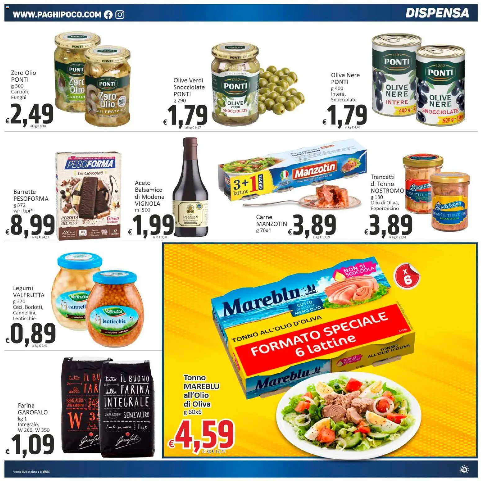 Volantino Paghi Poco del 07.01.2026 | Pagina: 15 | Prodotti: Lenticchie, Peperoncino, Funghi, Tonno