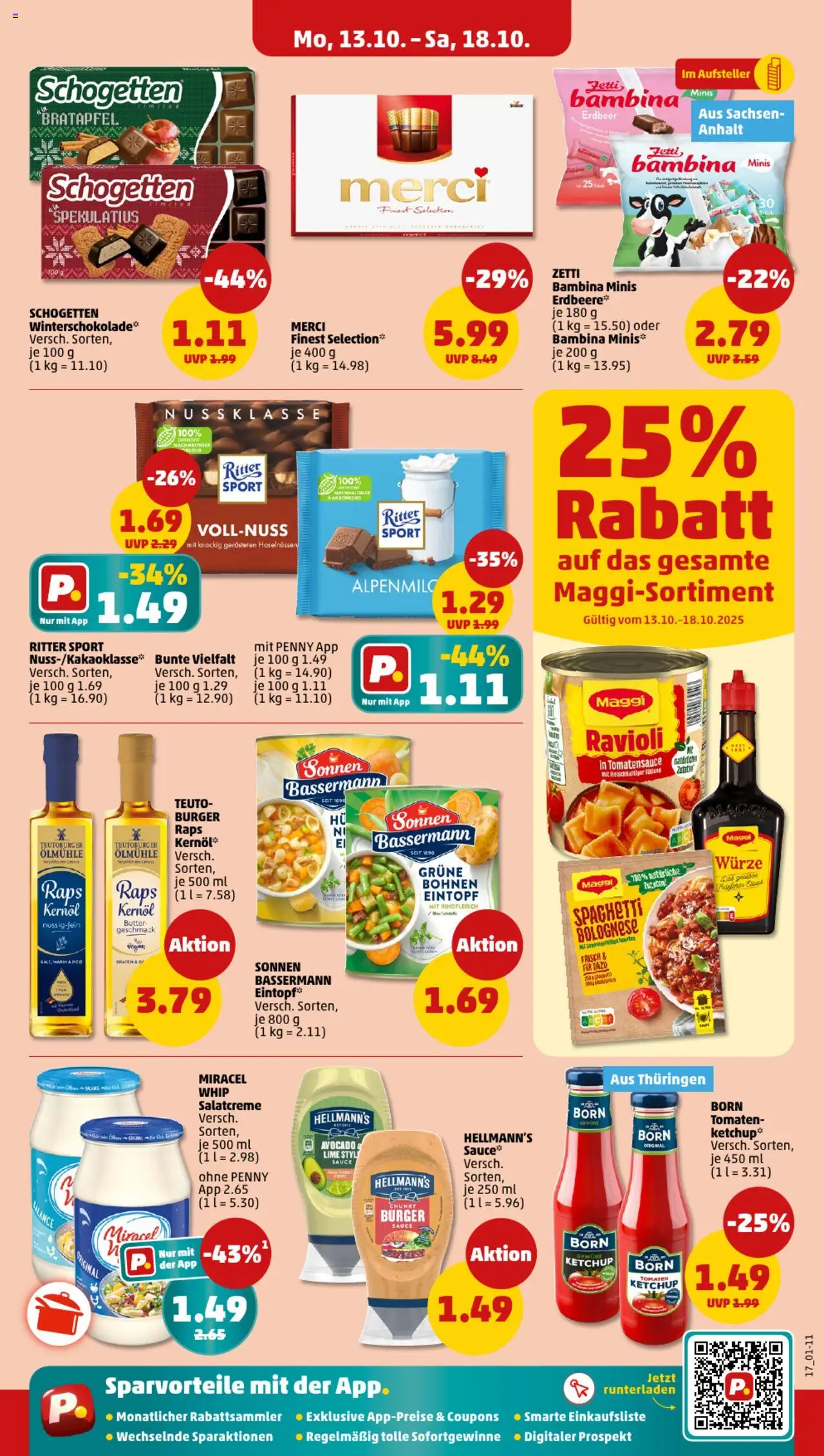 Penny Prospekt 	 – gültig ab 13.10.2025 | Seite: 21 | Produkte: Maggi, Butter, Burger, Rindfleisch