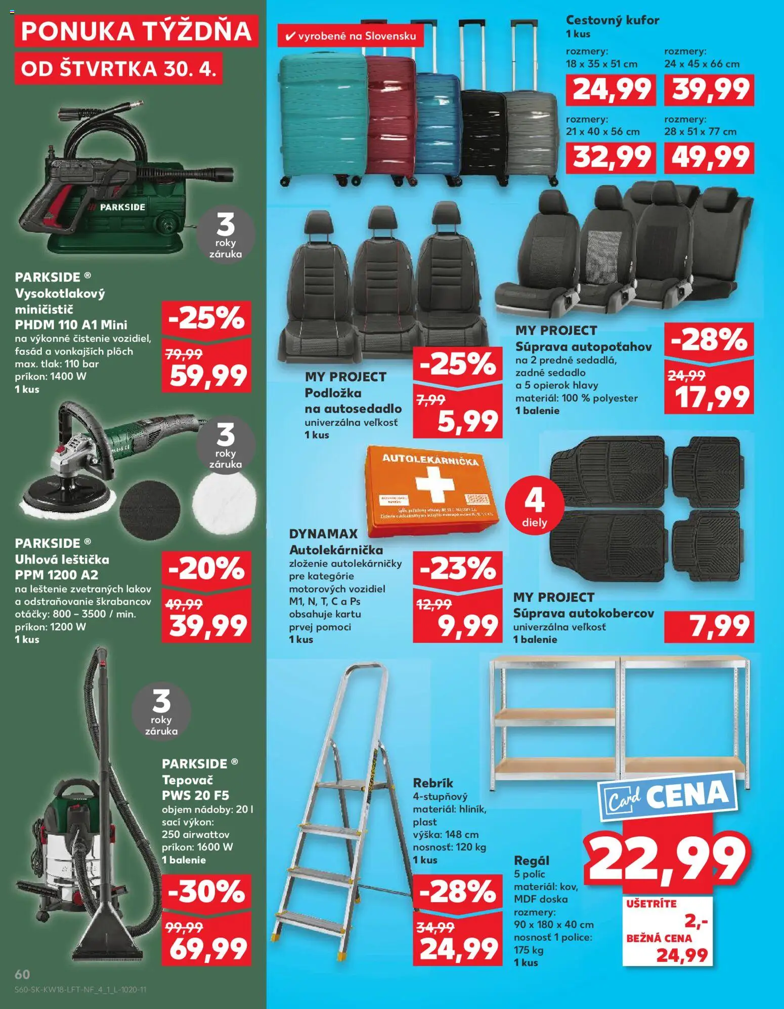 Nové Kaufland akcie – leták je platný od 30.04.2026 | Strana: 60 | Produkty: Regál, Police, Tepovač, Parkside