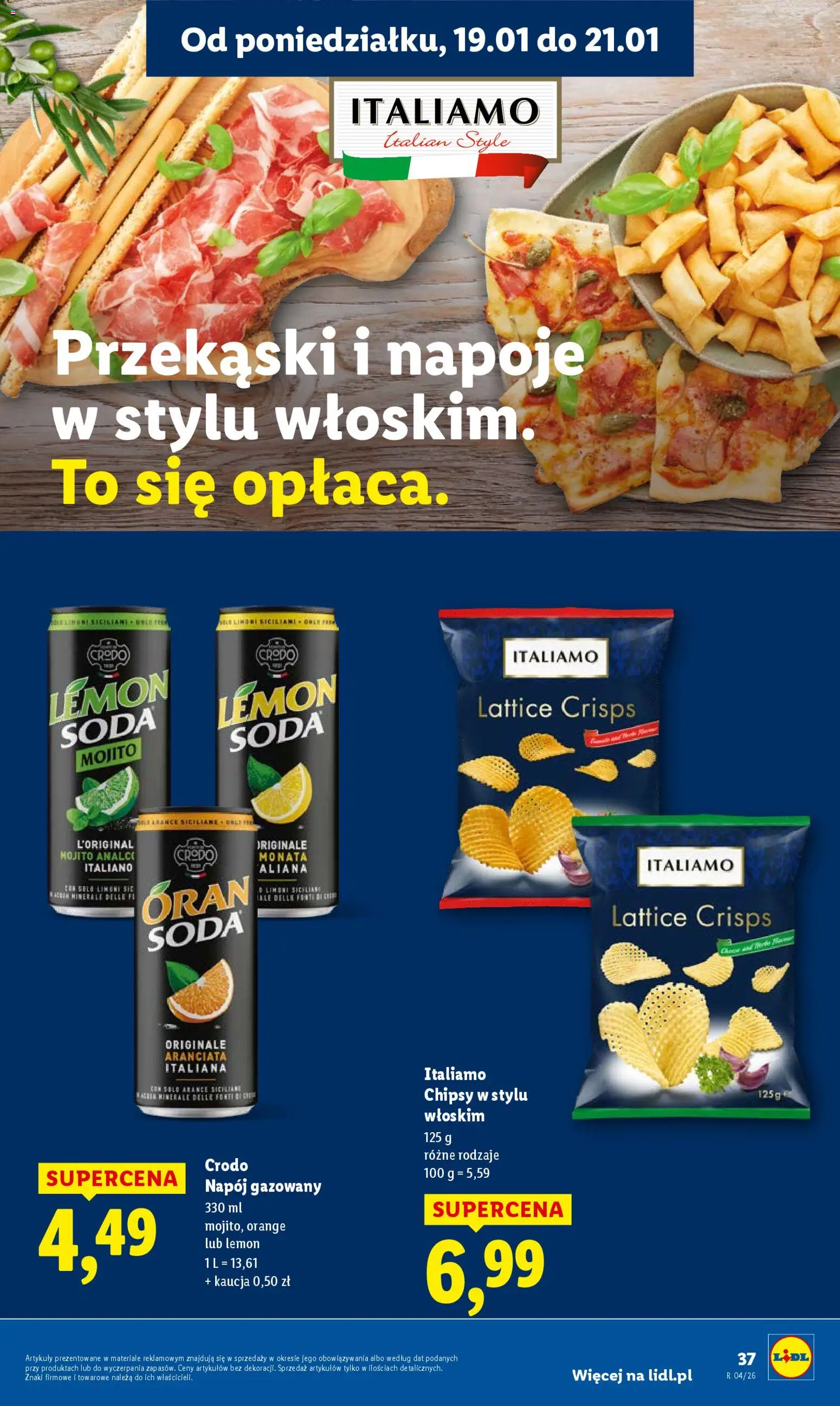 Lidl Gazetka od 19.01.2026 | Strona: 37 | Produkty: Chipsy, Napoje