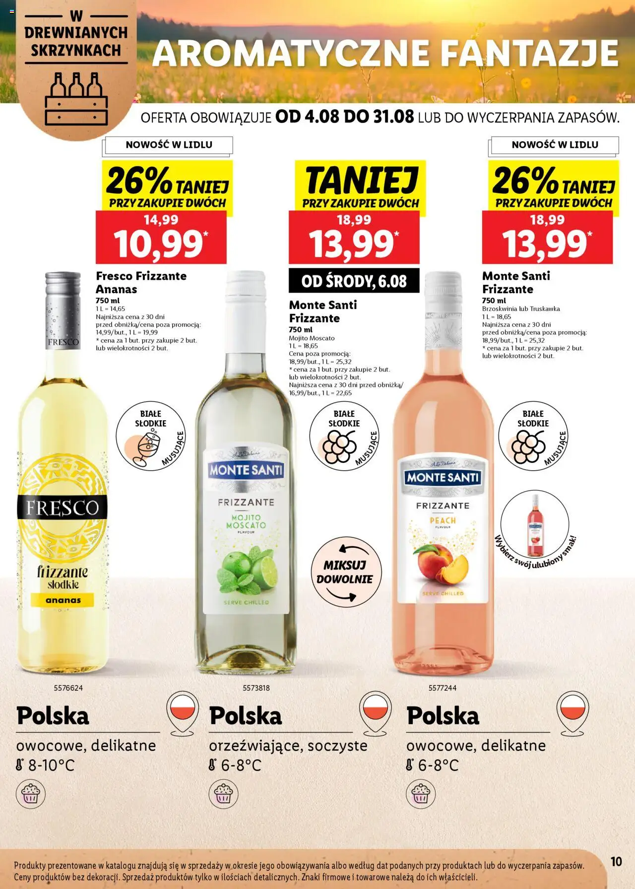 Lidl Katalog karta win od 04.08.2025 | Strona: 10 | Produkty: Brzoskwinia, Monte Santi, Fresco, Ananas