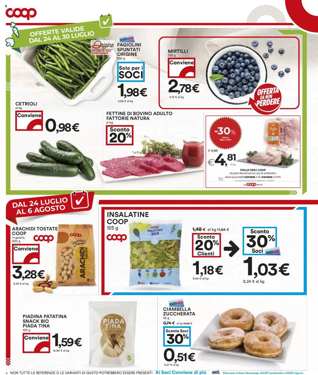 Volantino COOP del 24.07.2025 | Pagina: 4 | Prodotti: Cetrioli, Mirtilli, Arachidi, Fagiolini