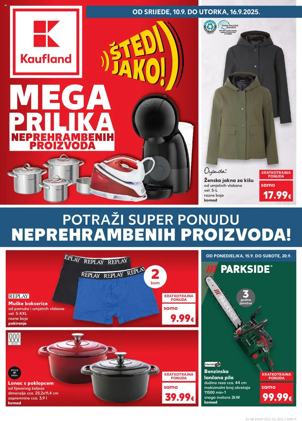 Kaufland katalog | vrijedi od 10.09.2025 | Stranica: 1 | Proizvodi: Jakna, Bokserice, Lonac, Parkside