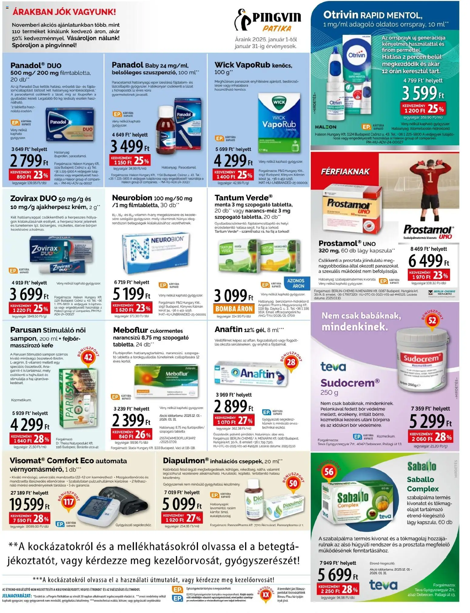 Pingvin Patika akciós ujság - amely érvényes a következő dátumtól: 01.01.2026 | Oldal: 7 | Termékek: Tökmag, Kefe, Bor, Tökmagolaj
