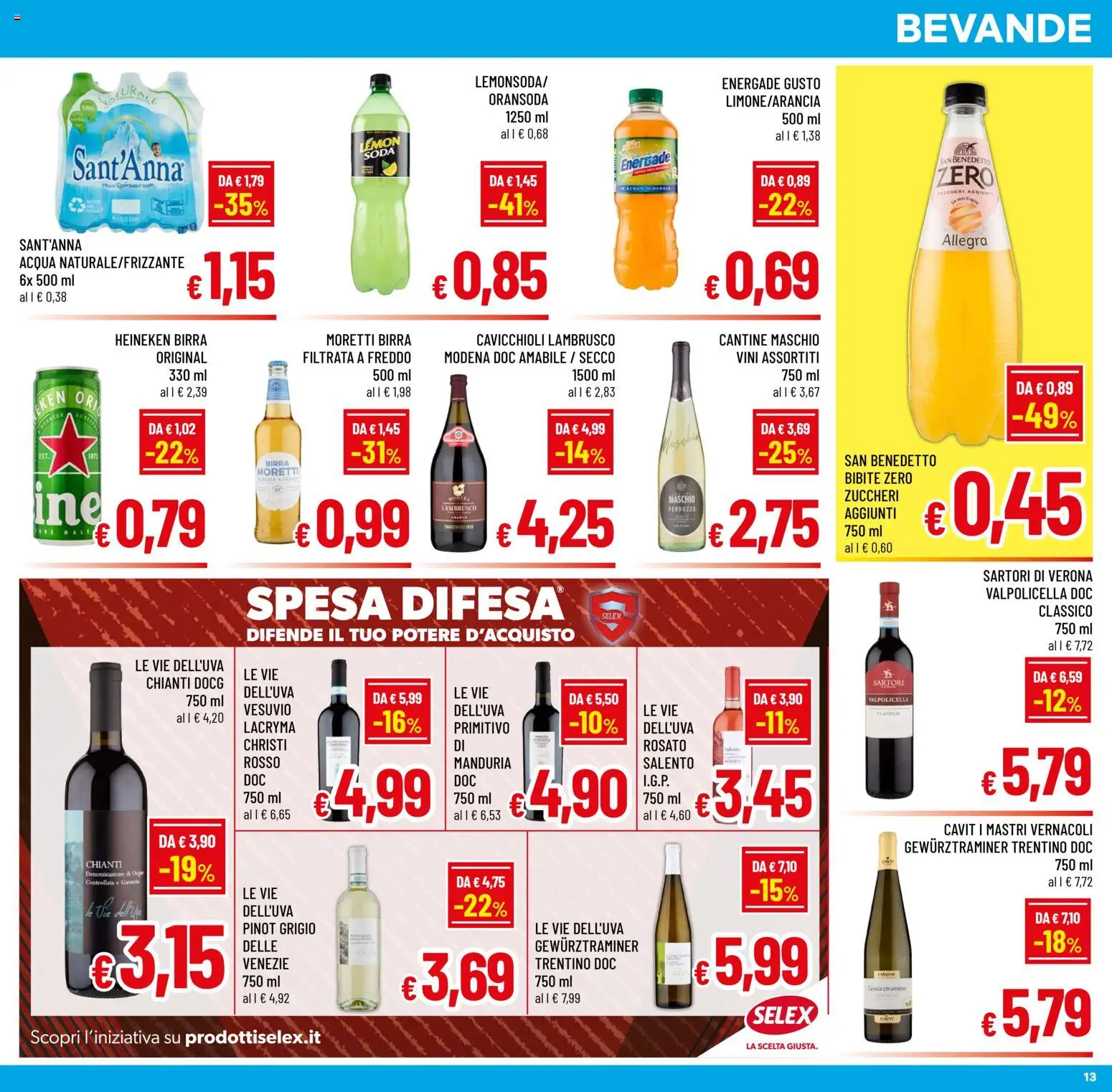 Volantino A&O del 14.01.2026 | Pagina: 13 | Prodotti: Acqua, Birra Moretti, Bibite, Heineken