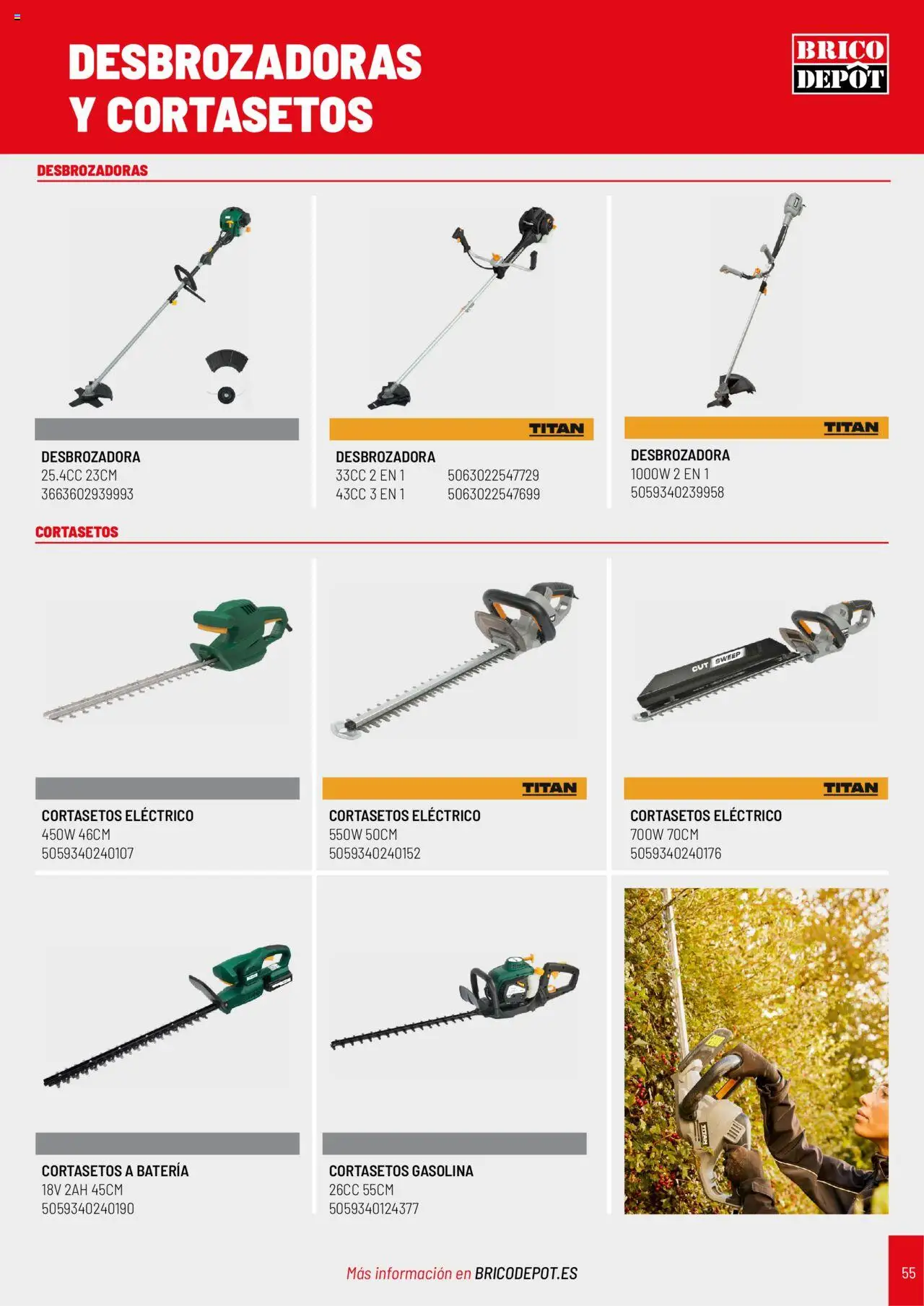 Brico Depôt Jardín │ válido desde el 25.04.2025 | Página: 55 | Productos: Desbrozadora, Cortasetos, Batería
