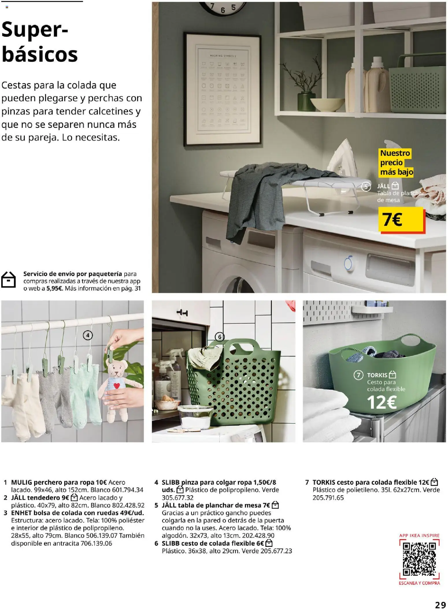 Catálogo IKEA Baňos │ válido desde el 01.02.2026 | Página: 29 | Productos: Cesto para colada, Tendedero, Tabla de planchar, Bolsa