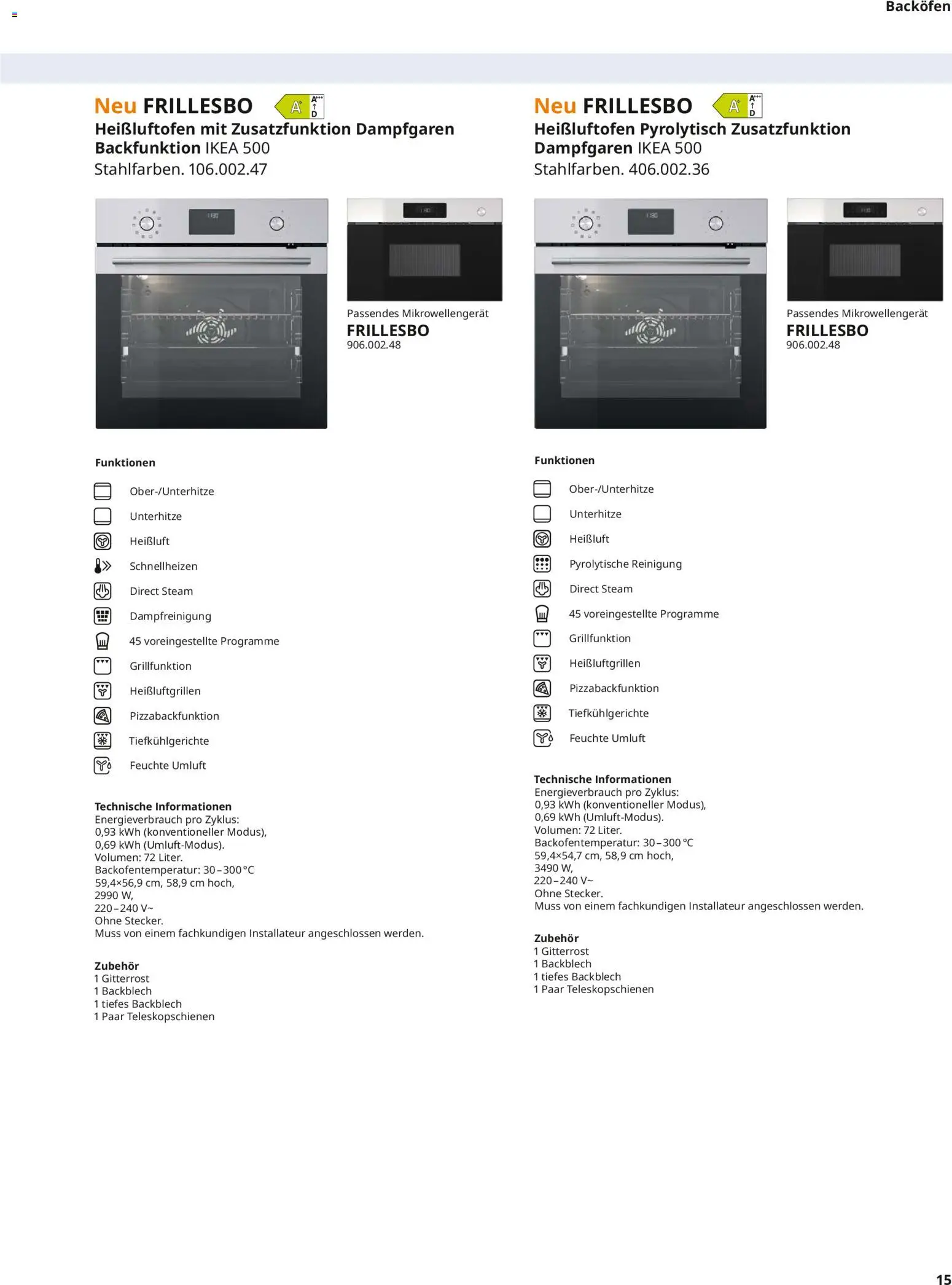 Ikea Elektrogeräte – gültig ab 10.04.2026 | Seite: 15 | Produkte: Backofen