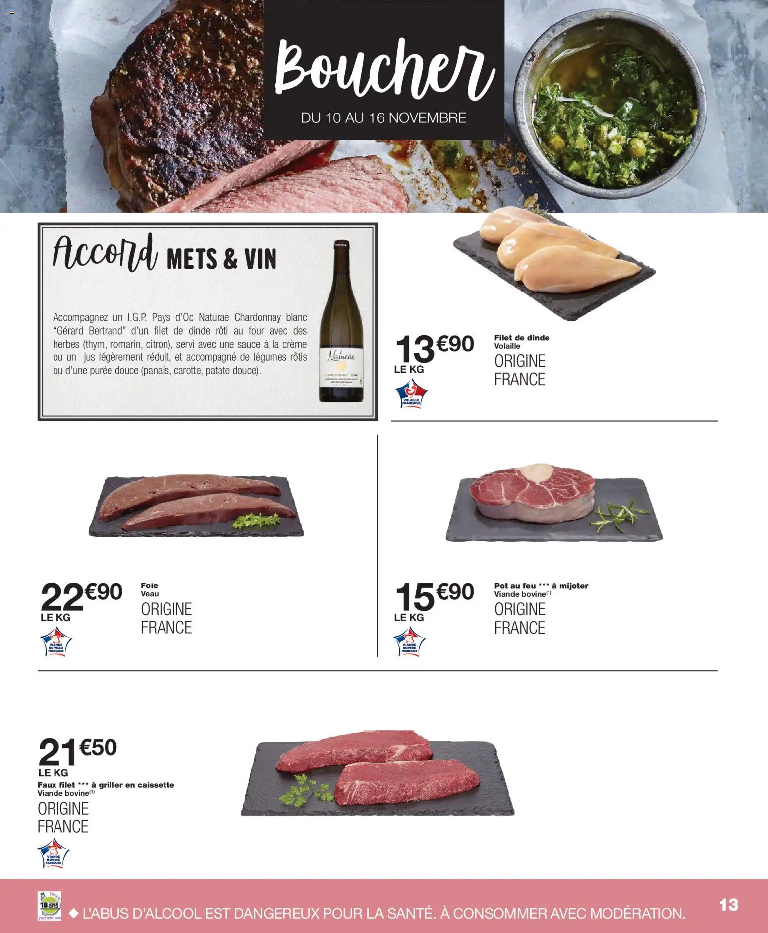 {H1} | Page: 13 | Produits: Filet de dinde, Four, Vin, Crème