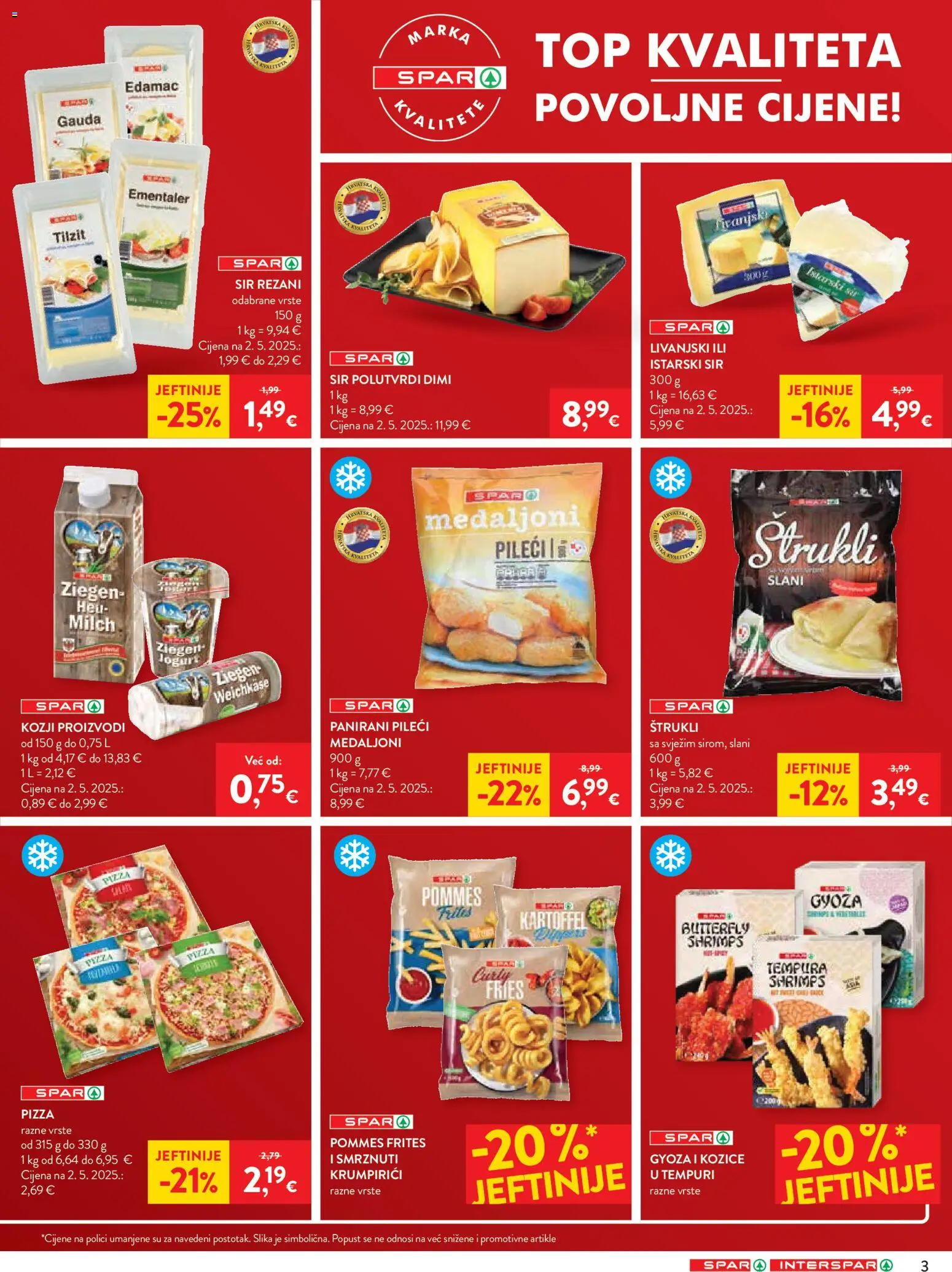 Interspar katalog | vrijedi od 25.02.2026 | Stranica: 3 | Proizvodi: Gauda, Sir, Pommes frites, Kozice