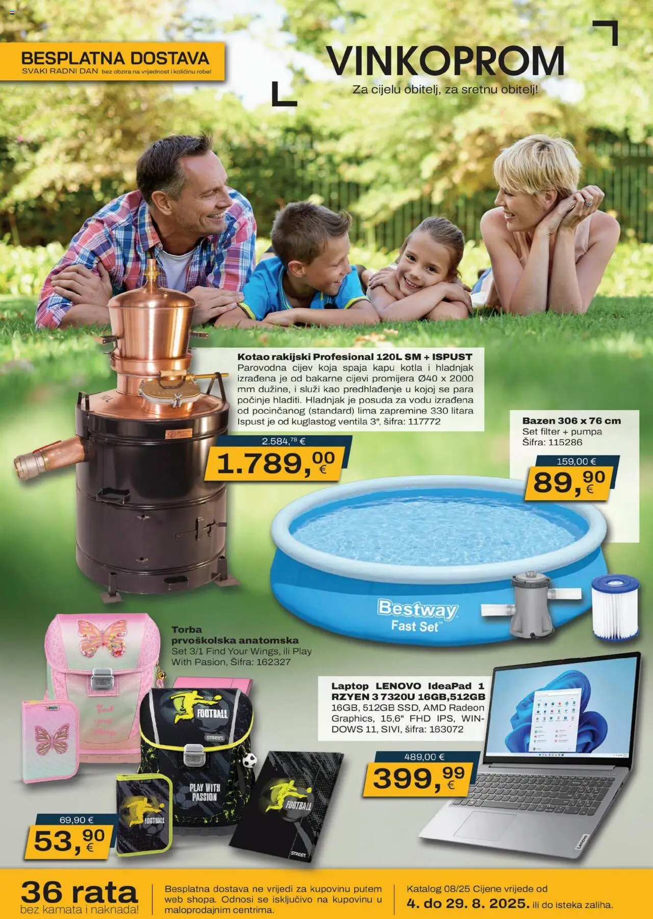 Vinkoprom katalog | vrijedi od 04.08.2025 | Stranica: 1 | Proizvodi: Bazen, Cijevi, Torba, Hladnjak