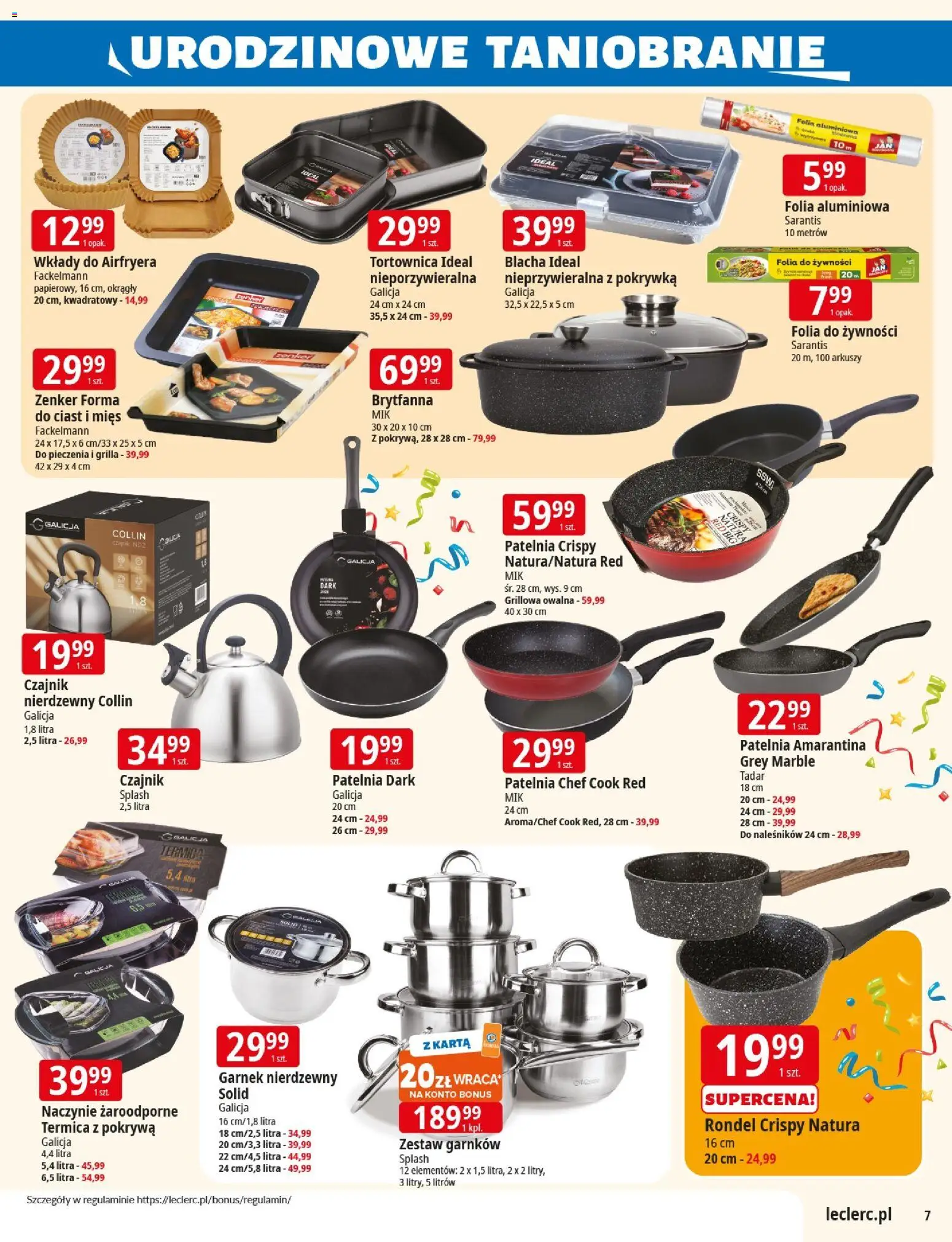 E.Leclerc Gazetka - Wrocław od 04.11.2025 | Strona: 7 | Produkty: Karta, Czajnik, Patelnia, Naczynie żaroodporne