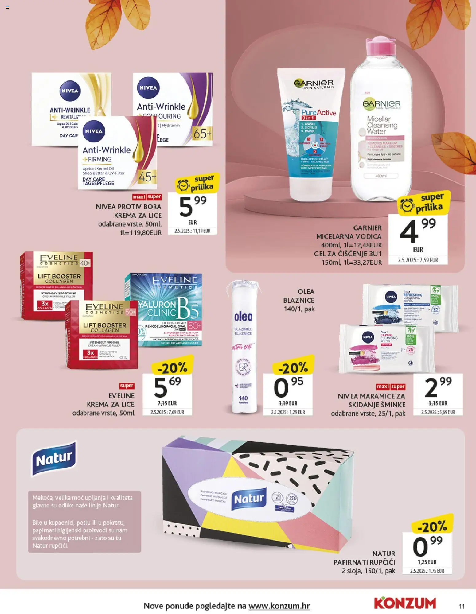 Konzum katalog | vrijedi od 04.11.2025 | Stranica: 11 | Proizvodi: Krema za lice, Blaznice, Krema, Nivea
