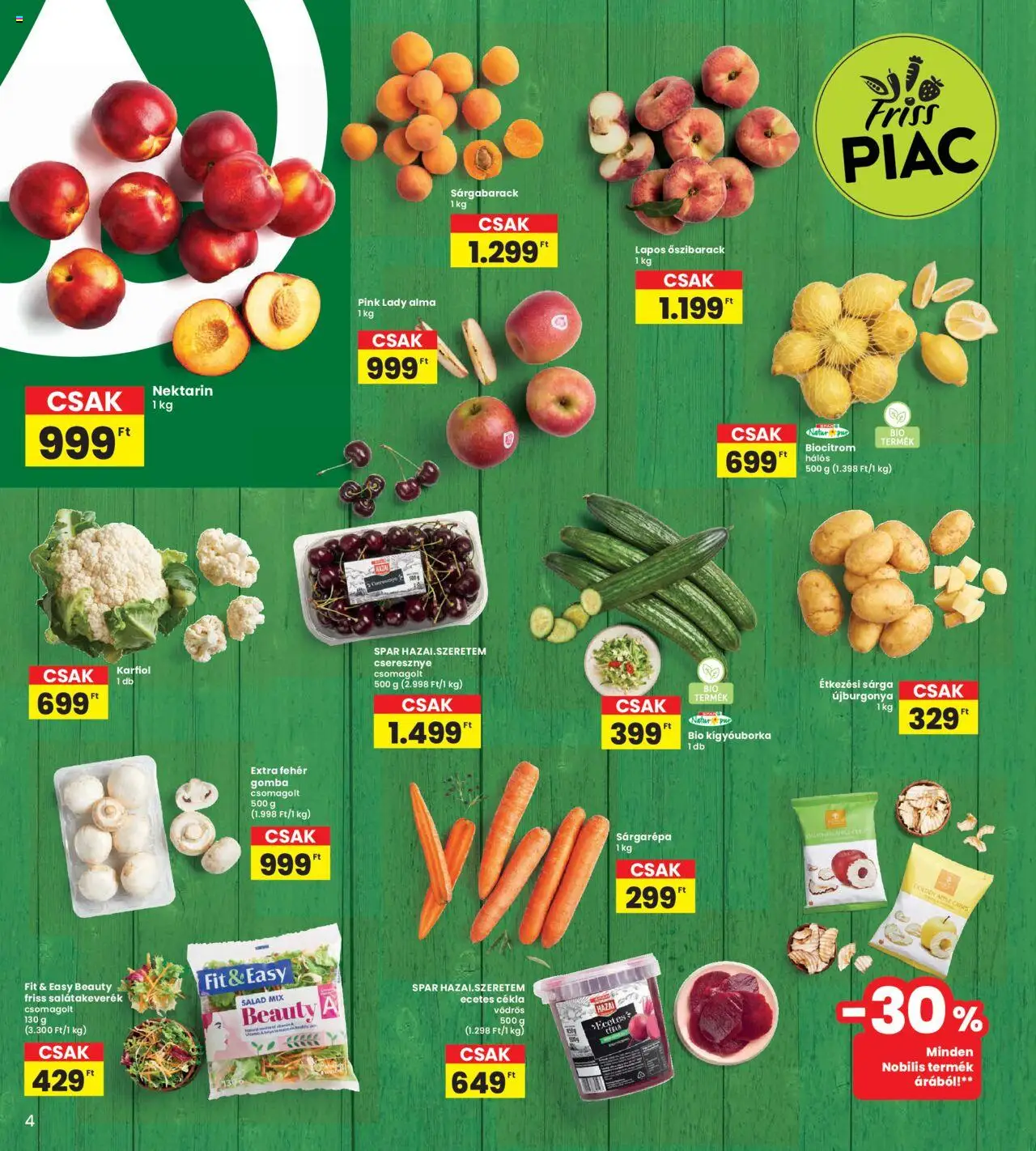 Interspar akciós ujság - amely érvényes a következő dátumtól: 26.06.2025 | Oldal: 4 | Termékek: Őszibarack, Karfiol, Kígyóuborka, Sárgarépa