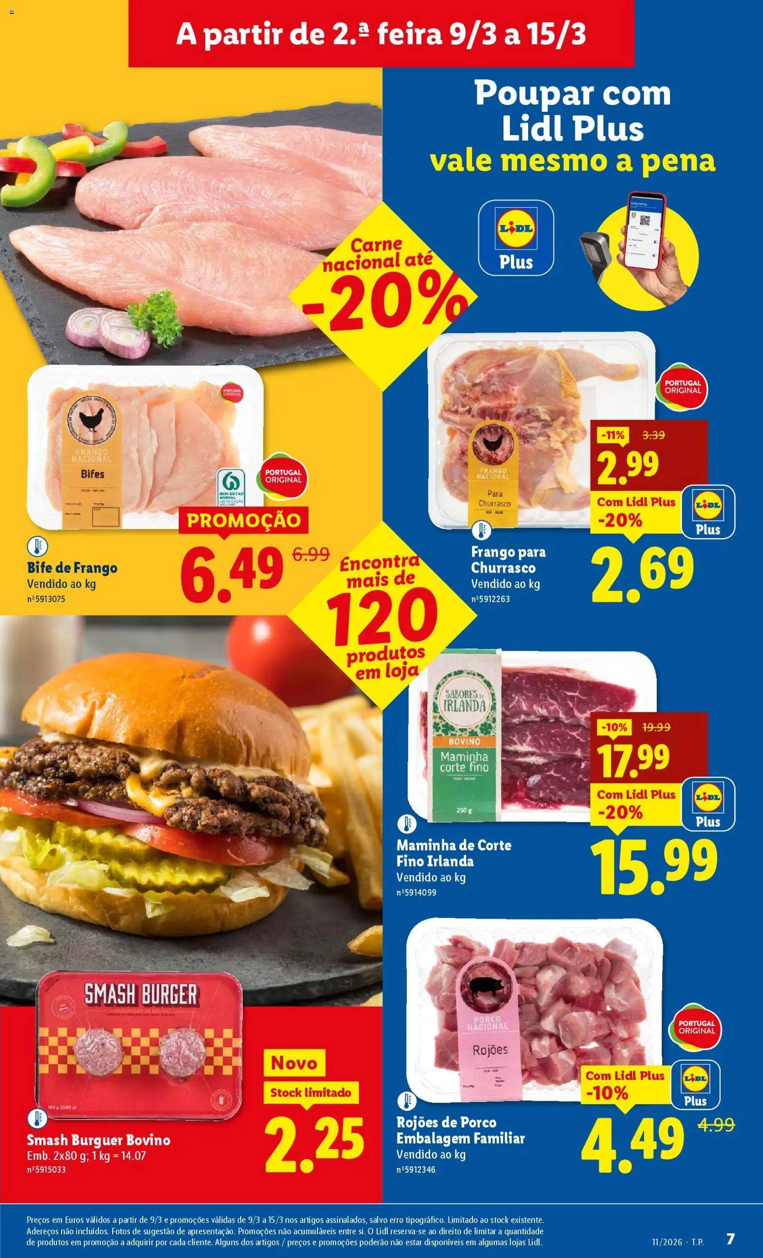 Lidl folheto │ válido de 09.03.2026 | Página: 7 | Produtos: Frango, Hambúrguer, Carne