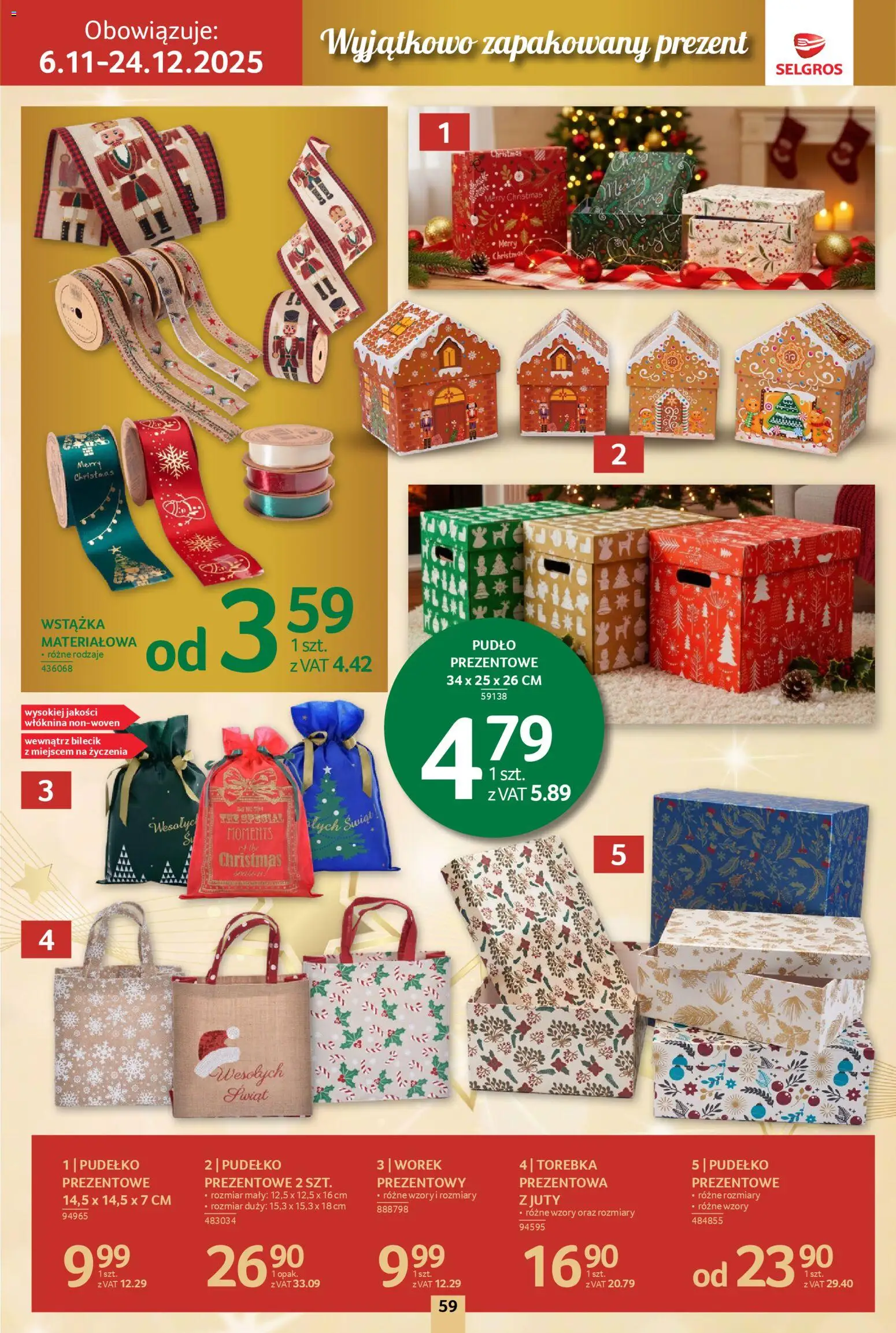 Selgros cash&carry Gazetka - Boże Narodzenie od 06.11.2025 | Strona: 59 | Produkty: Torebka, Pudełko