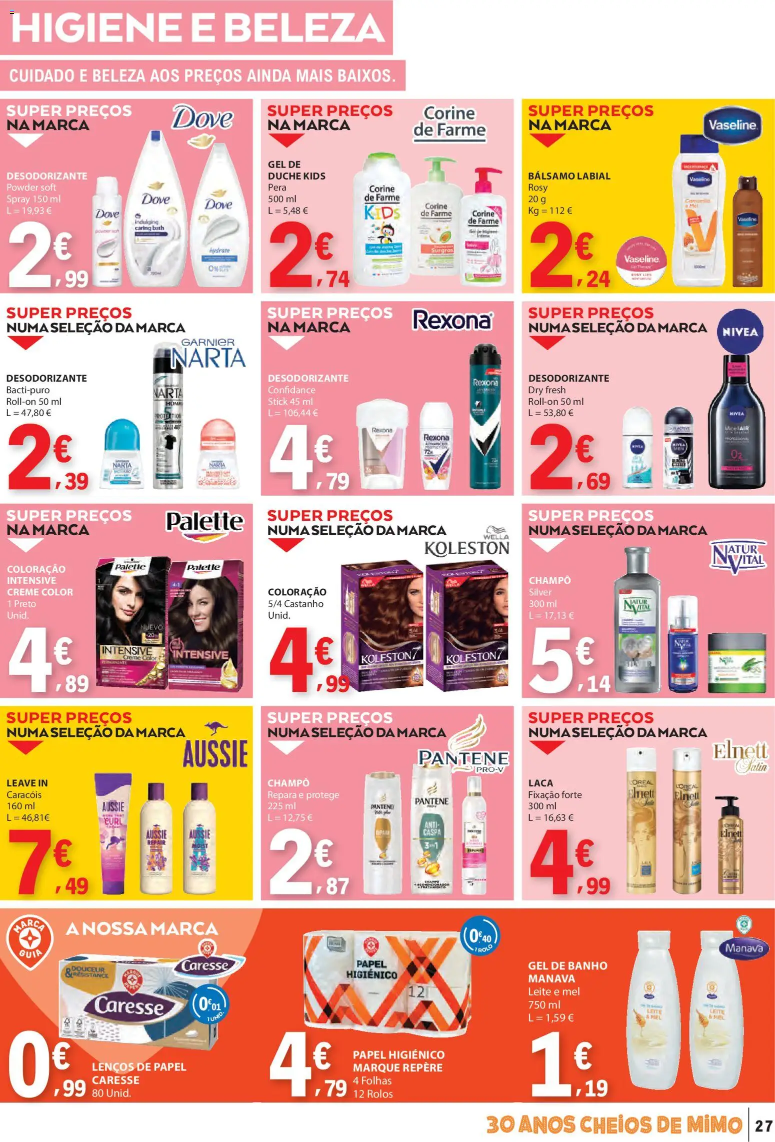 E.Leclerc folheto │ válido de 12.03.2026 | Página: 27 | Produtos: Lenços de papel, Gel de banho, Leite, Mel