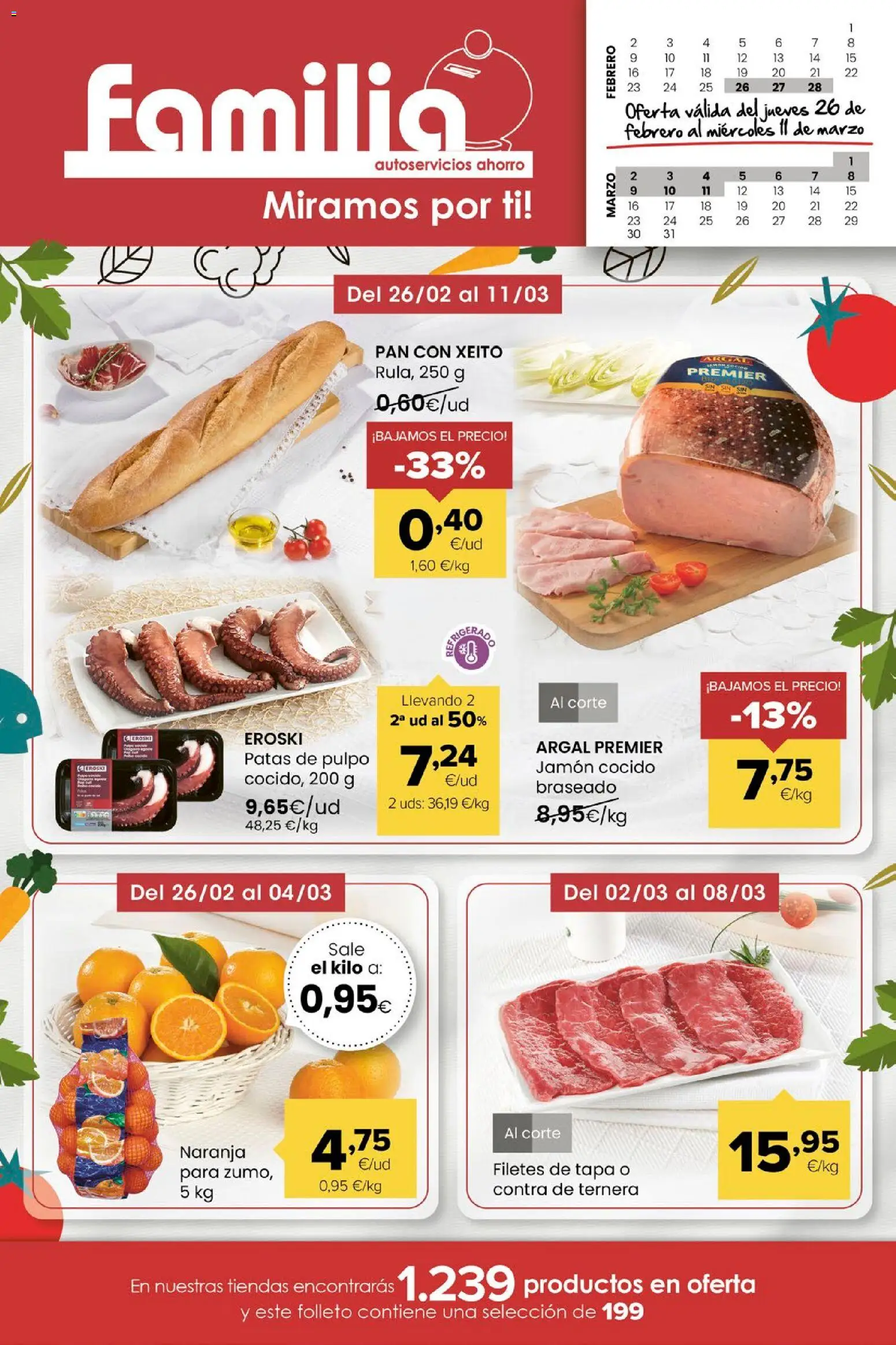 Eroski folleto │ válido desde el 26.02.2026 | Página: 1 | Productos: Pan, Jamón, Jamón cocido