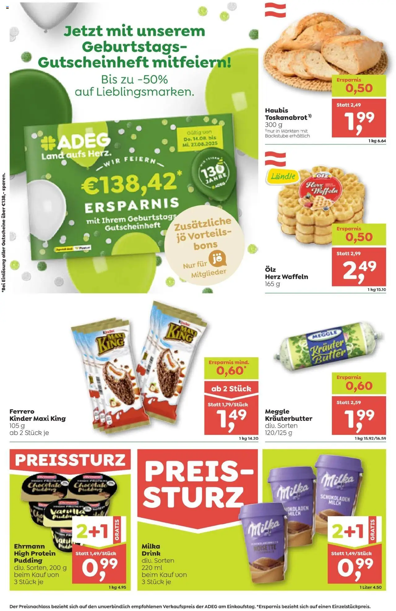 ADEG Vorarlberg gültig ab 14.08.2025 | Seite: 2 | Produkte: Rum, Milch, Butter