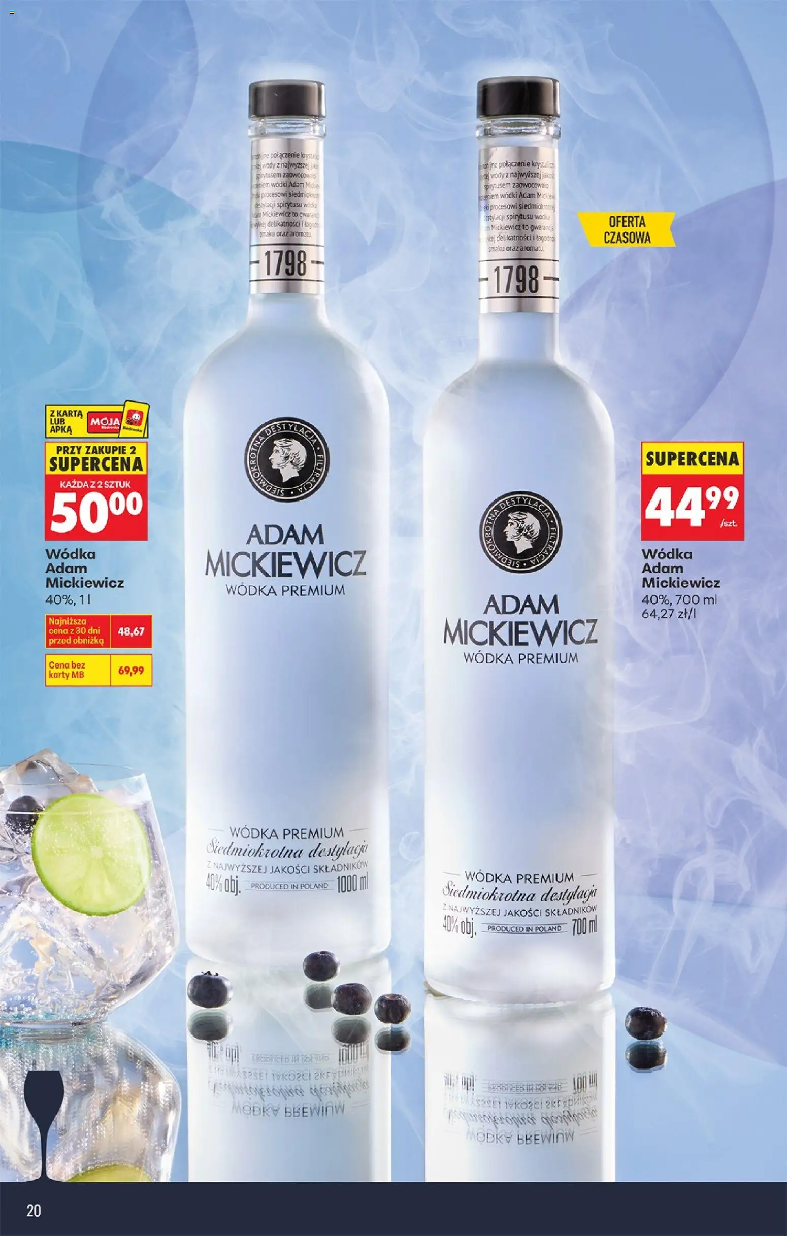 Biedronka gazetka - Czas na toast od 09.03.2026 | Strona: 20 | Produkty: Karta, Wódka Mickiewicz, Wódka