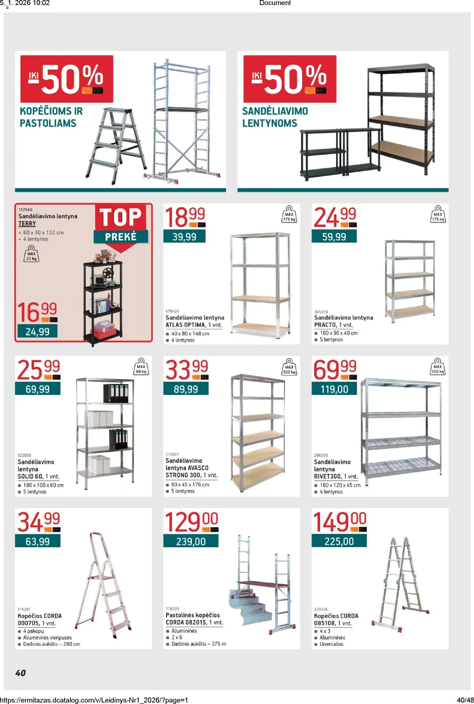 ERMITAŽAS akcijos nuo 05.01.2026 | Puslapis: 40 | Prekių: Lentyna