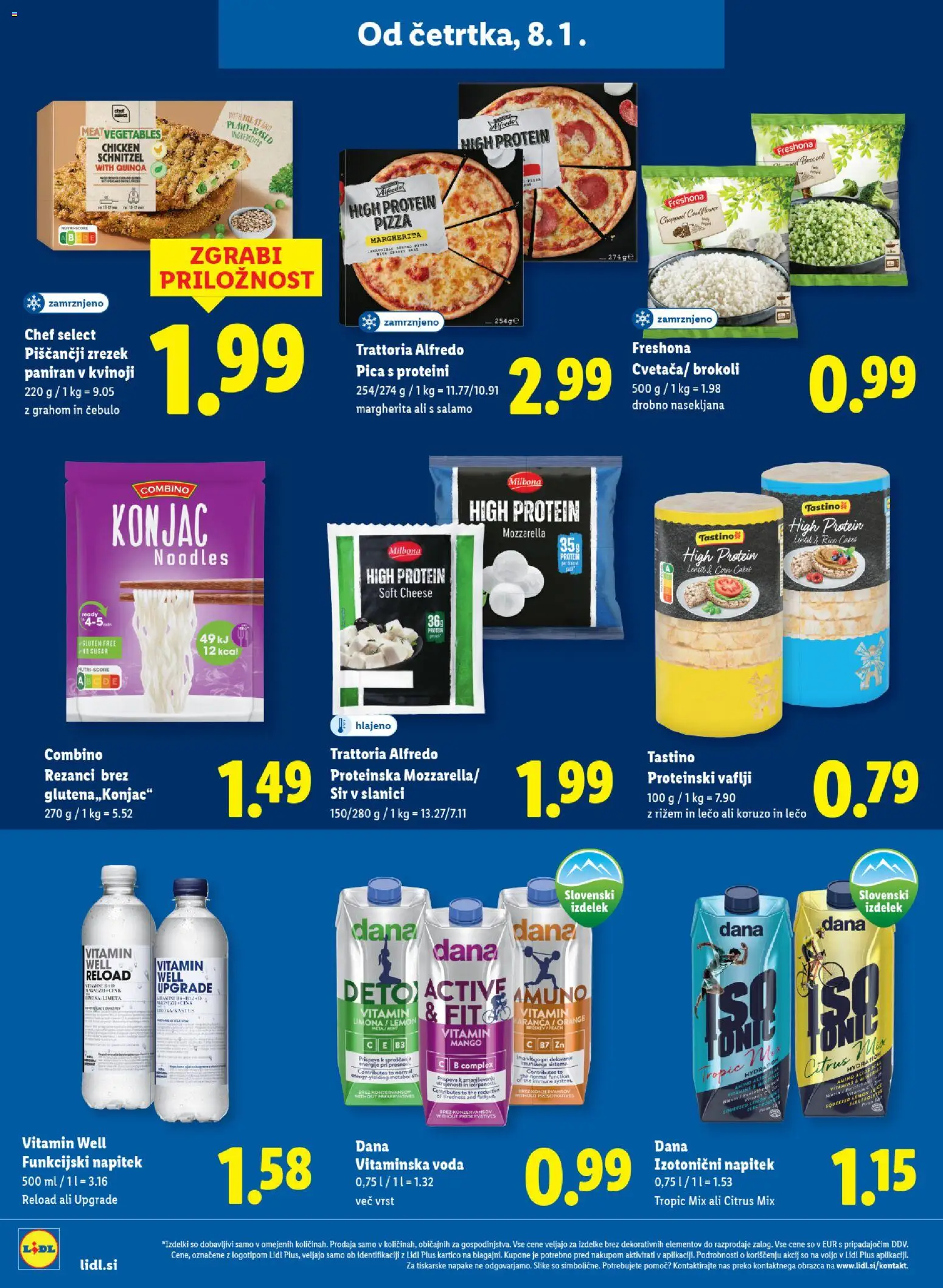 Novi Lidl katalog ponudbe – veljaven od 08.01.2026 | Stran: 8 | Izdelki: Vaflji, Sir, Pica, Voda