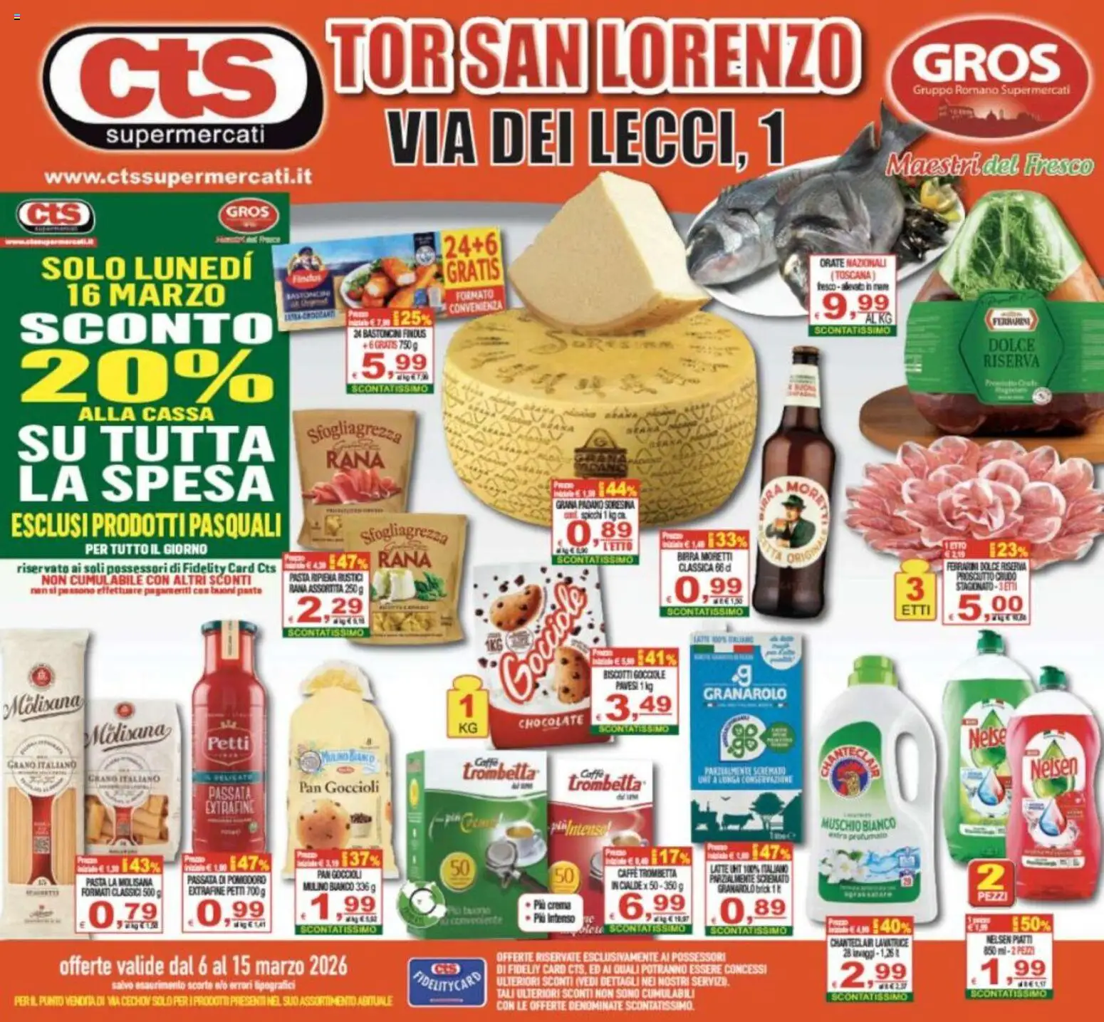Volantino CTS del 06.03.2026 | Pagina: 1 | Prodotti: Prosciutto Crudo, Caffè, Latte, Passata di pomodoro