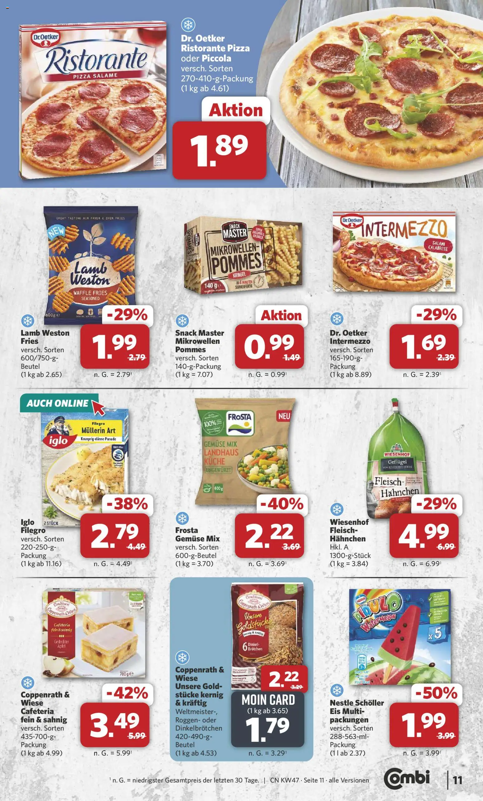 Combi Prospekt 	 – gültig ab 17.11.2025 | Seite: 11 | Produkte: Ristorante, Hahnchen, Salami, Pizza