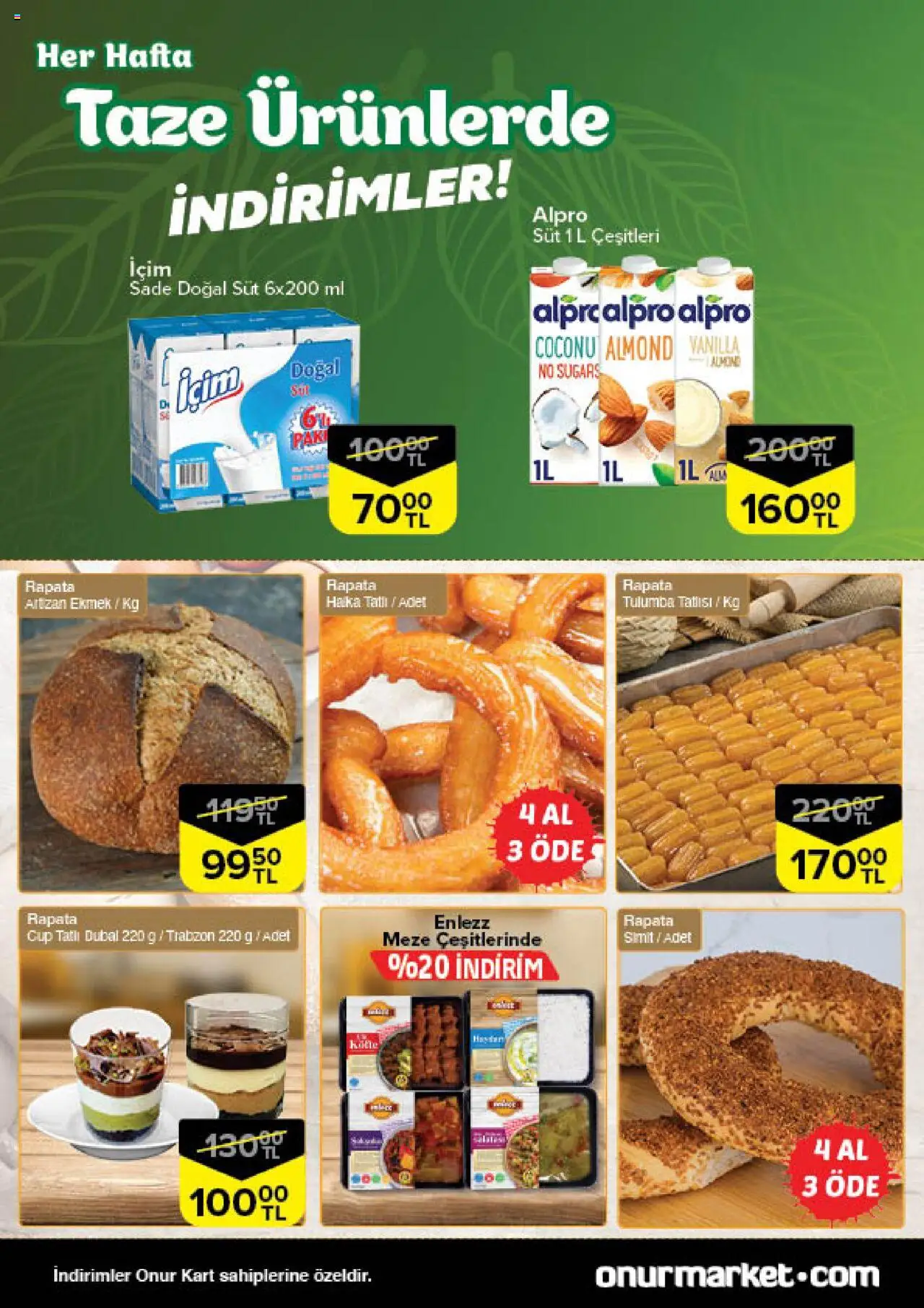 Onur Market Taze Ürünlerde İndirimler - Bursa - 02.10.2025 tarihinden itibaren geçerlidir | Sayfa: 4 | Ürünler: Süt, Ekmek, Simit