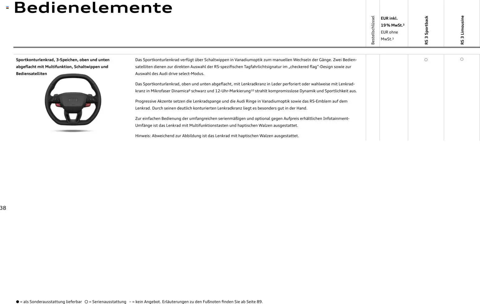 Audi RS 3 Sportback / RS 3 Limousine – gültig ab 25.10.2025 | Seite: 38 | Produkte: Batterie