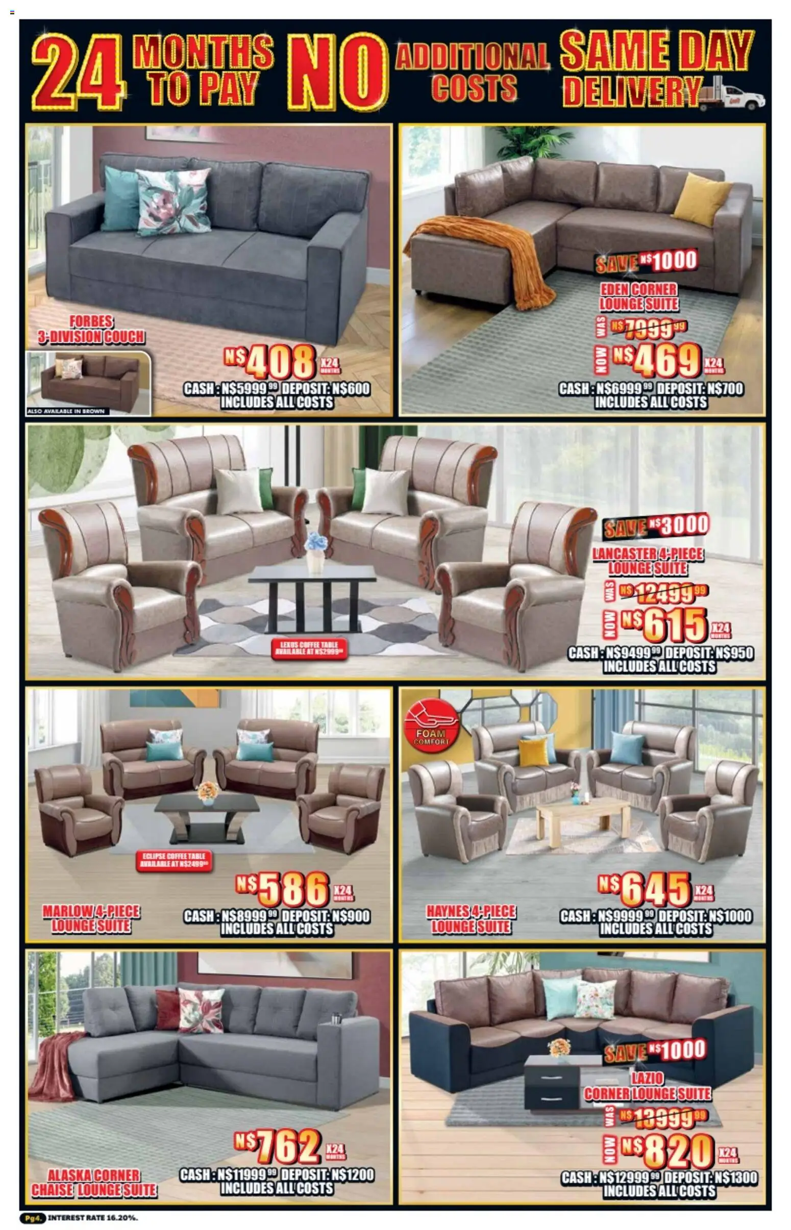 New Lewis Stores catalogue – valid from 23.02.2026 | Page: 4 | Products: Couch, Coffee table, Lounge suite, Coffee