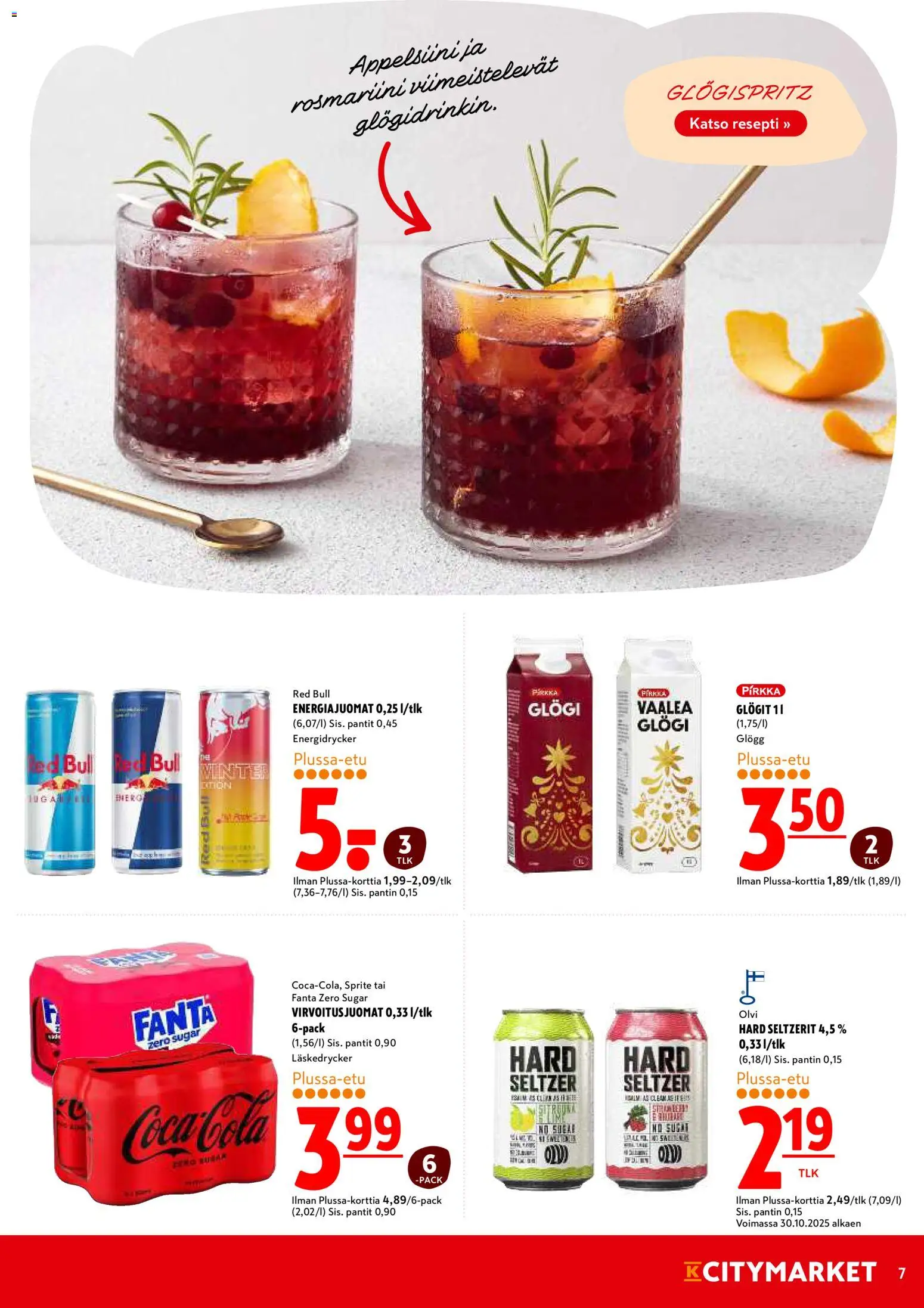 K-Citymarket tarjoukset – voimassa 10.12.2025 alkaen | Sivu: 7 | Tuotteet: Sprite, Coca cola, Fanta