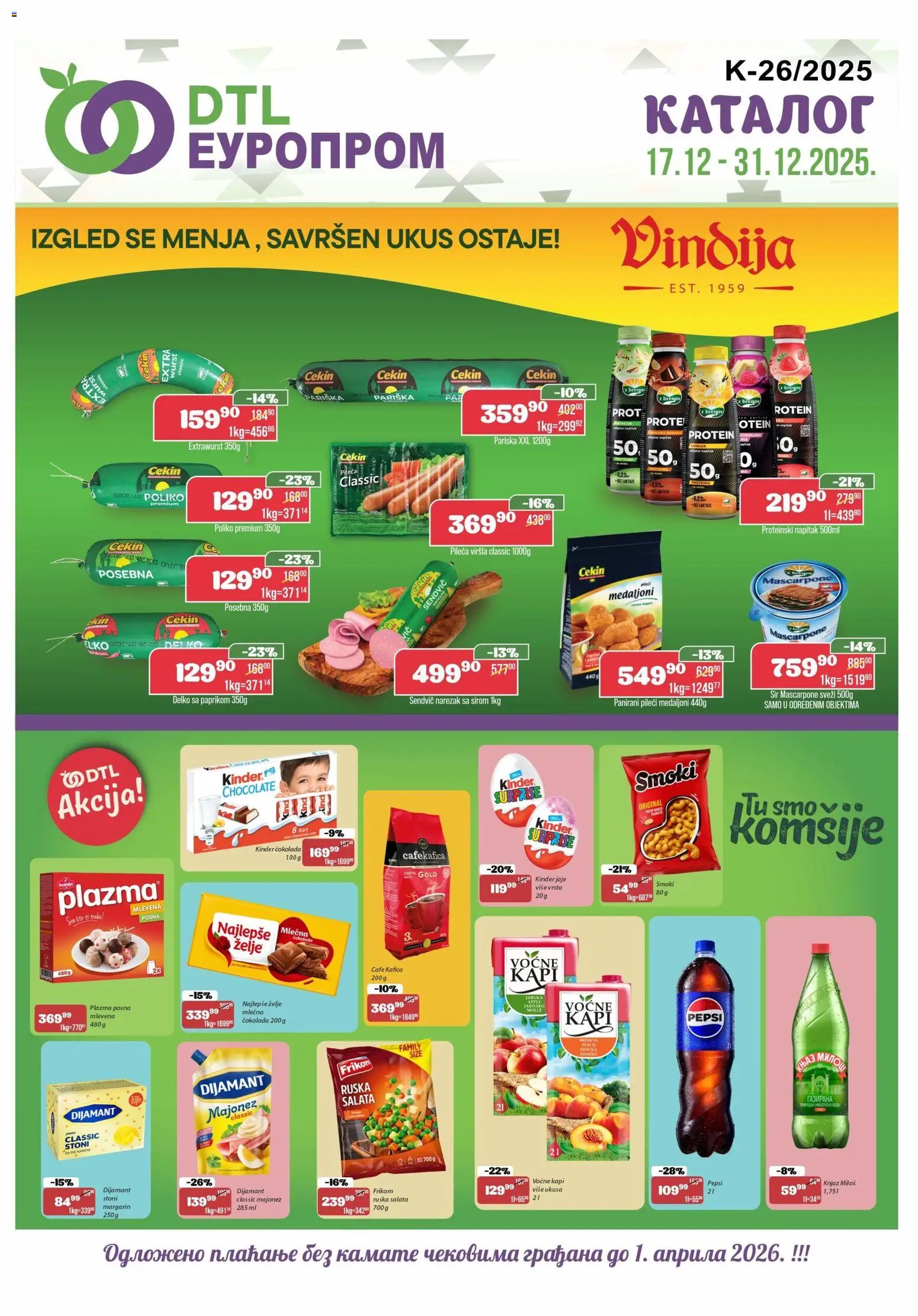 Europrom katalog - važi od 17.12.2025 | Strana: 1 | Proizvode: Protein, Salata, Mascarpone, Pepsi