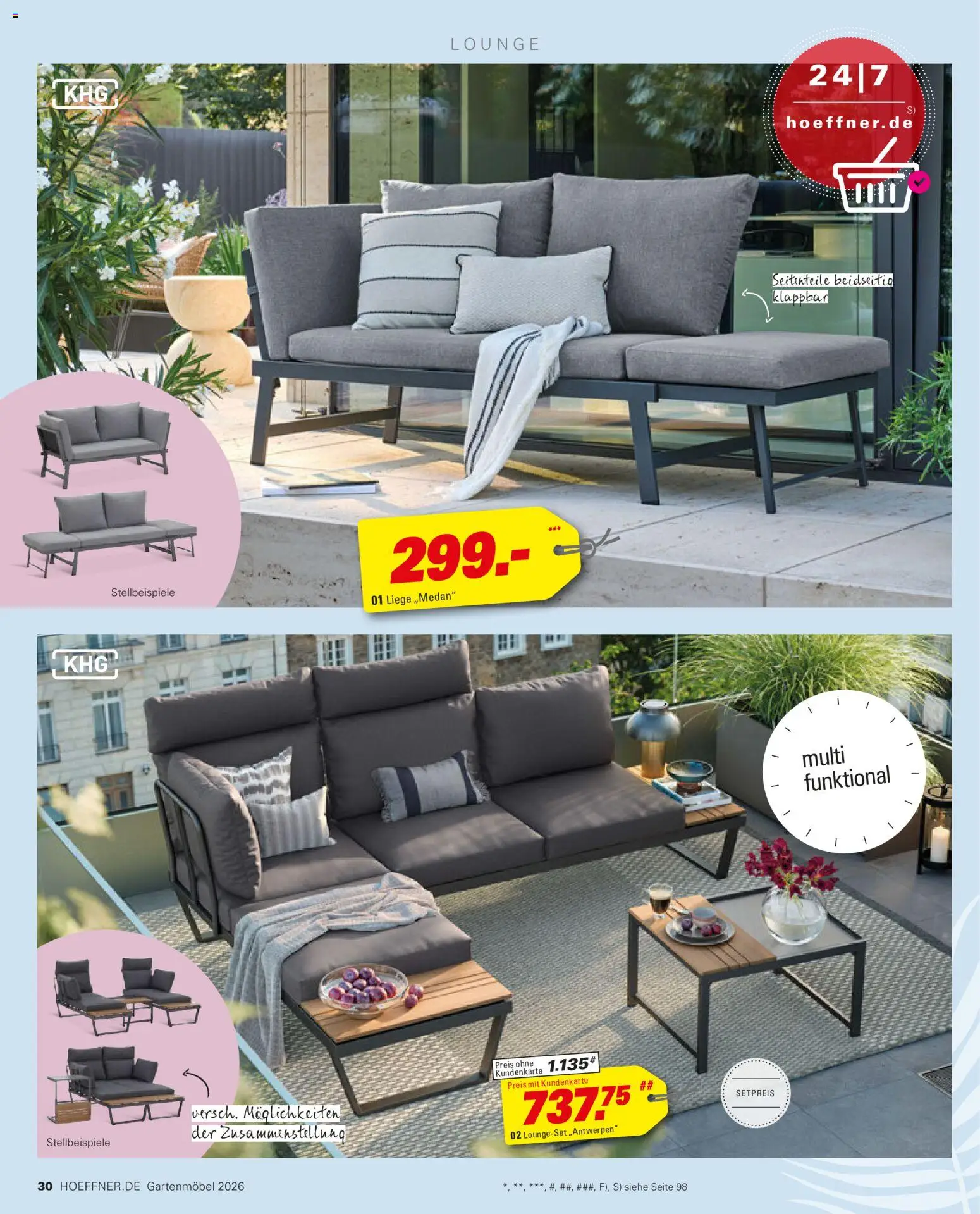 Höffner Prospekt Gartenmöbel – gültig ab 27.03.2026 | Seite: 30 | Produkte: Liege, Gartenmöbel