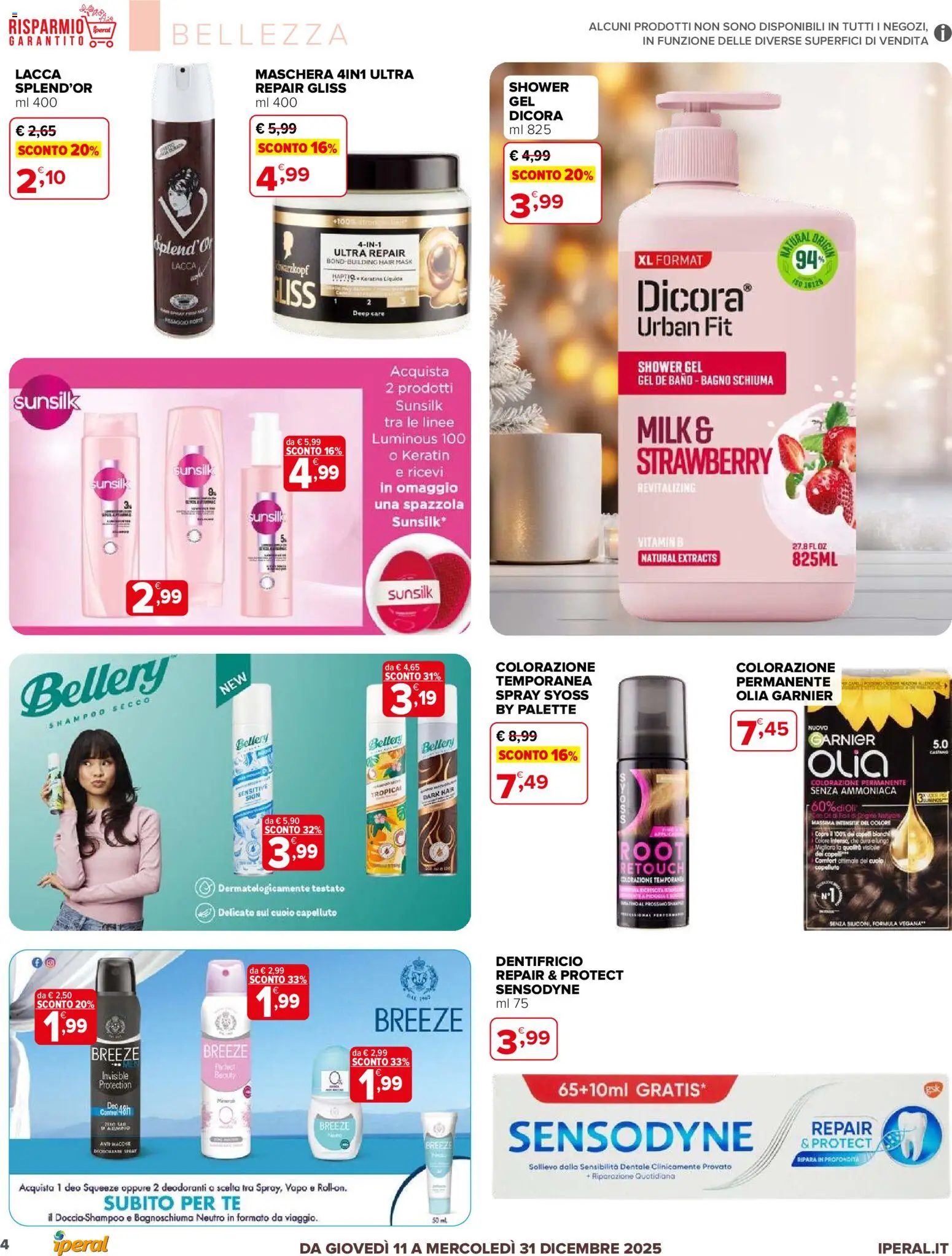 Volantino Iperal del 11.12.2025 | Pagina: 4 | Prodotti: Maschera, Lacca, Dentifricio, Bagno