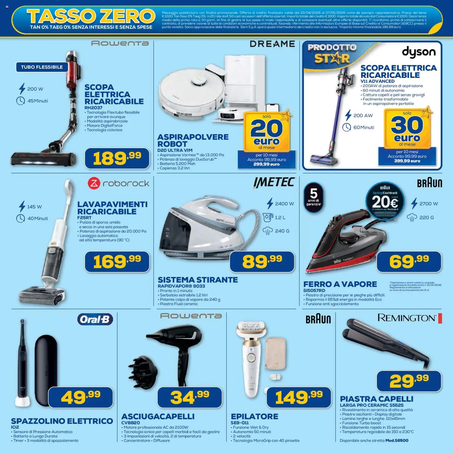 Volantino Euronics del 23.04.2026 | Pagina: 8 | Prodotti: Scopa elettrica, Scopa, Epilatore, Dyson