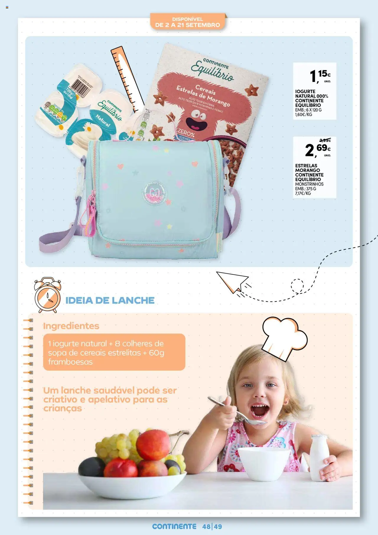 Continente - Regresso às Aulas: Regressamos com tudo │ válido de 12.08.2025 | Página: 49 | Produtos: Ferro, Framboesas, Iogurte, Cereais
