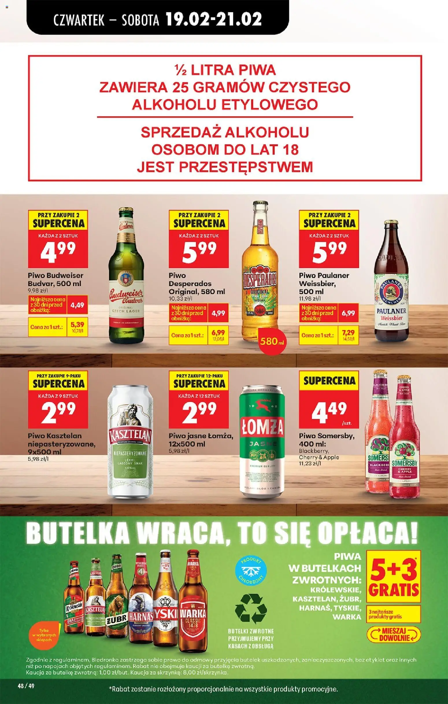 Biedronka Polsko leták - W tym tygodniu od 19.02.2026 | Strana: 56 | Produkty: Budvar, Zubr, Desperados, Apple