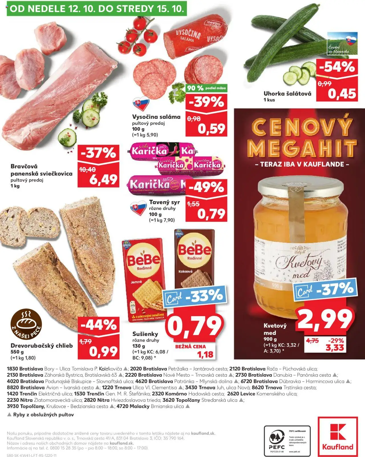 Nové Kaufland akcie – leták je platný od 09.10.2025 | Strana: 80 | Produkty: Syr, Chlieb, Ryby, Med