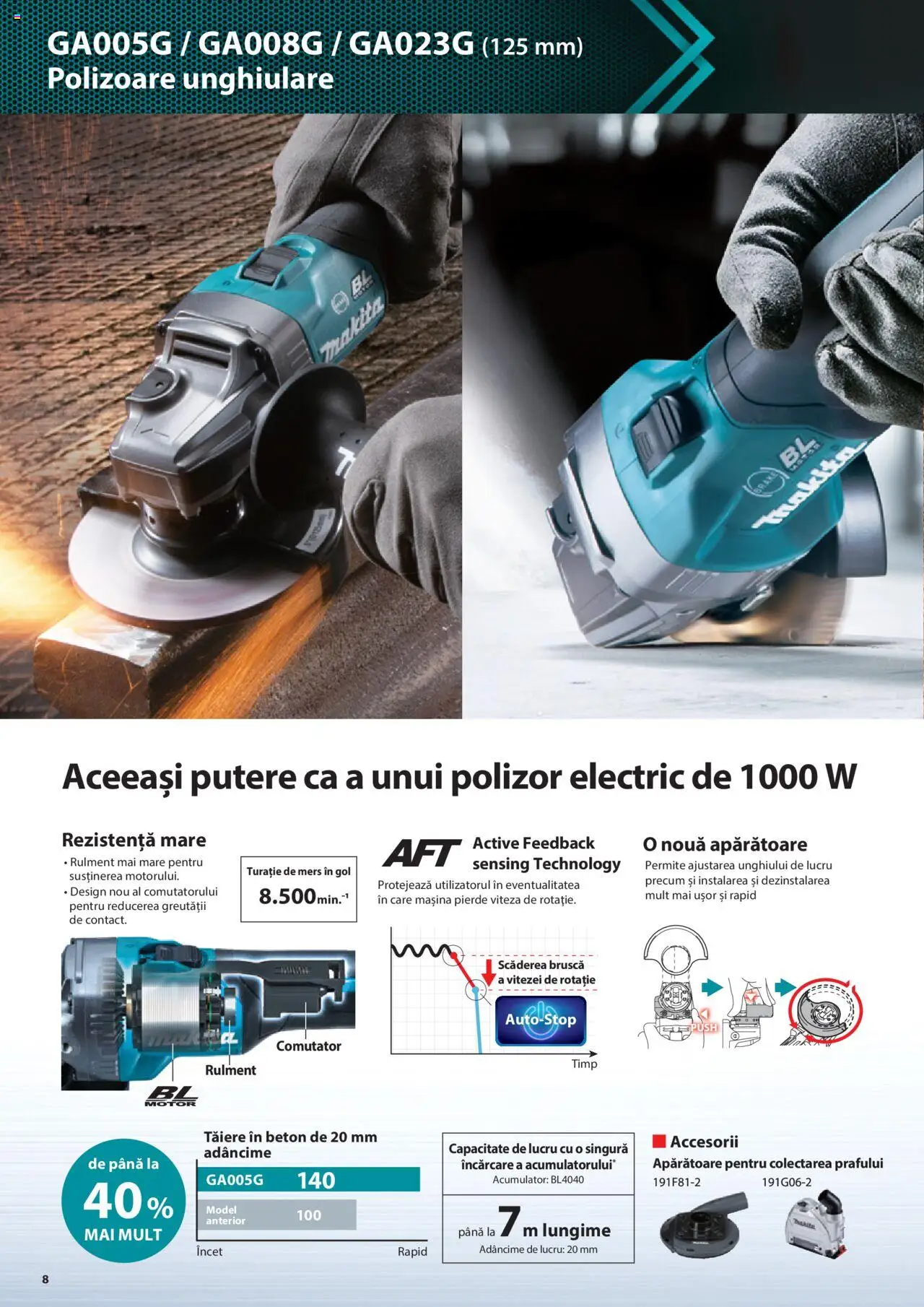Makita catalog - Masini profesionale Makita XGT – valabil de la 20.06.2024 | Pagină: 8 | Produse: Polizor