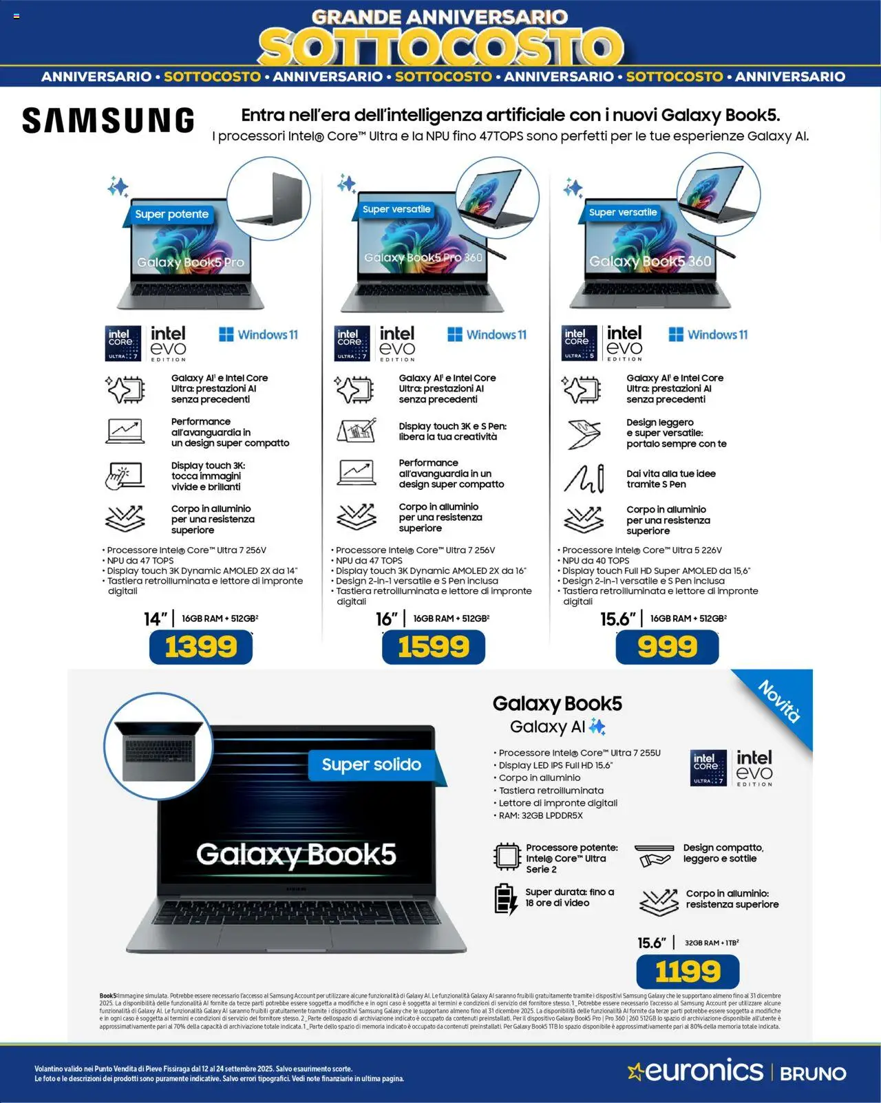 Volantino Euronics del 12.09.2025 | Pagina: 39 | Prodotti: Tè, Tastiera, Alluminio, Samsung