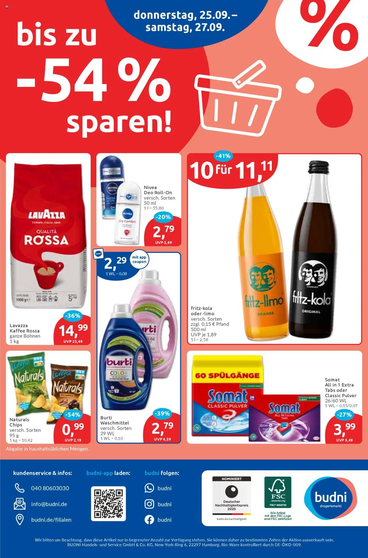 Budni Prospekt 	 – gültig ab 22.09.2025 | Seite: 8 | Produkte: Lavazza, Kaffee, Waschmittel, Chips