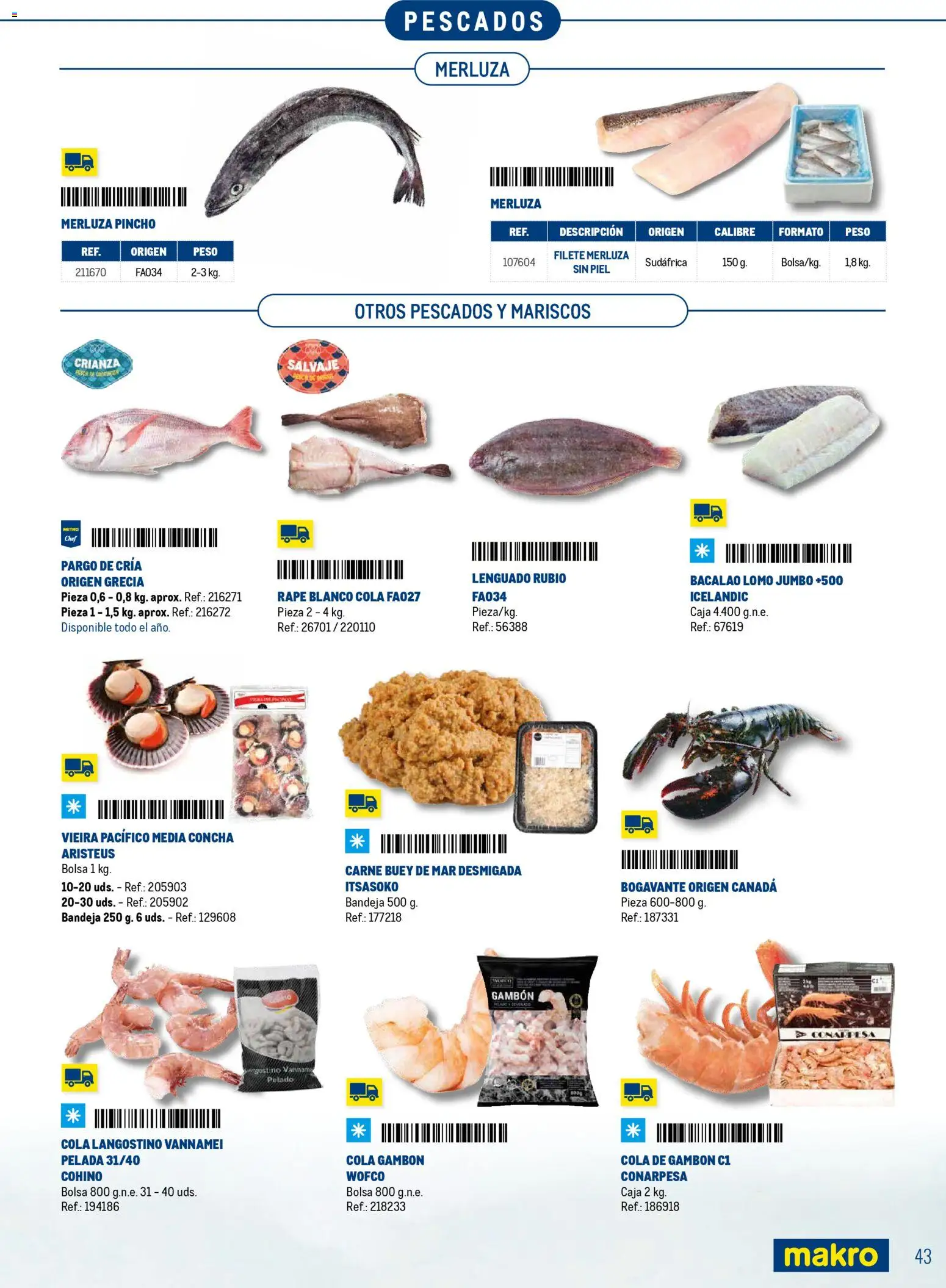 Makro Especial Catering Canarias │ válido desde el 16.03.2026 | Página: 43 | Productos: Peso, Filete, Caja, Langostino
